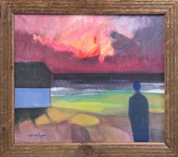 Knud Horup, Oil on Canvas, Danish (1926 - 1973): Born: 1926 - Randers-egnen. Died: 1973 - Dyrby pr. Gjerlev. Known for: Painting. A Danish painter best known for his modernist approach to Scandinavian landscapes settings. Horup attended the Århus