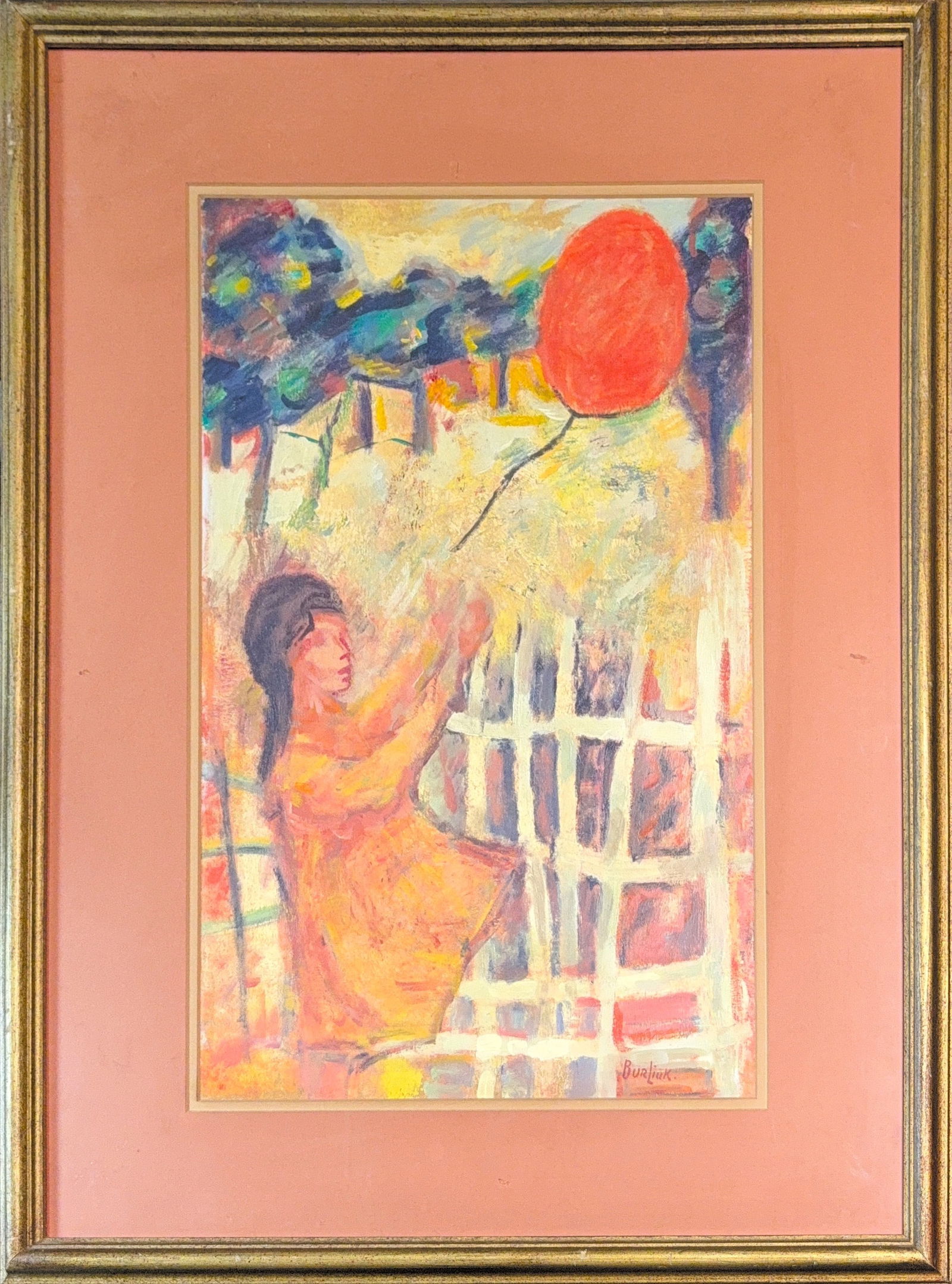 David Davidovich Burliuk, Mix-Media/Acrylic on Paper on Cardboard, Ukranian (1882 - 1967): Born: 1882 - Kharkov, Ukraine. Died: 1967 - Northampton, New York. Known for: Modernist landscape, still life and figure painting. Name variants: David Davidovitch Borliouk, David Davidovitch Bourliuk