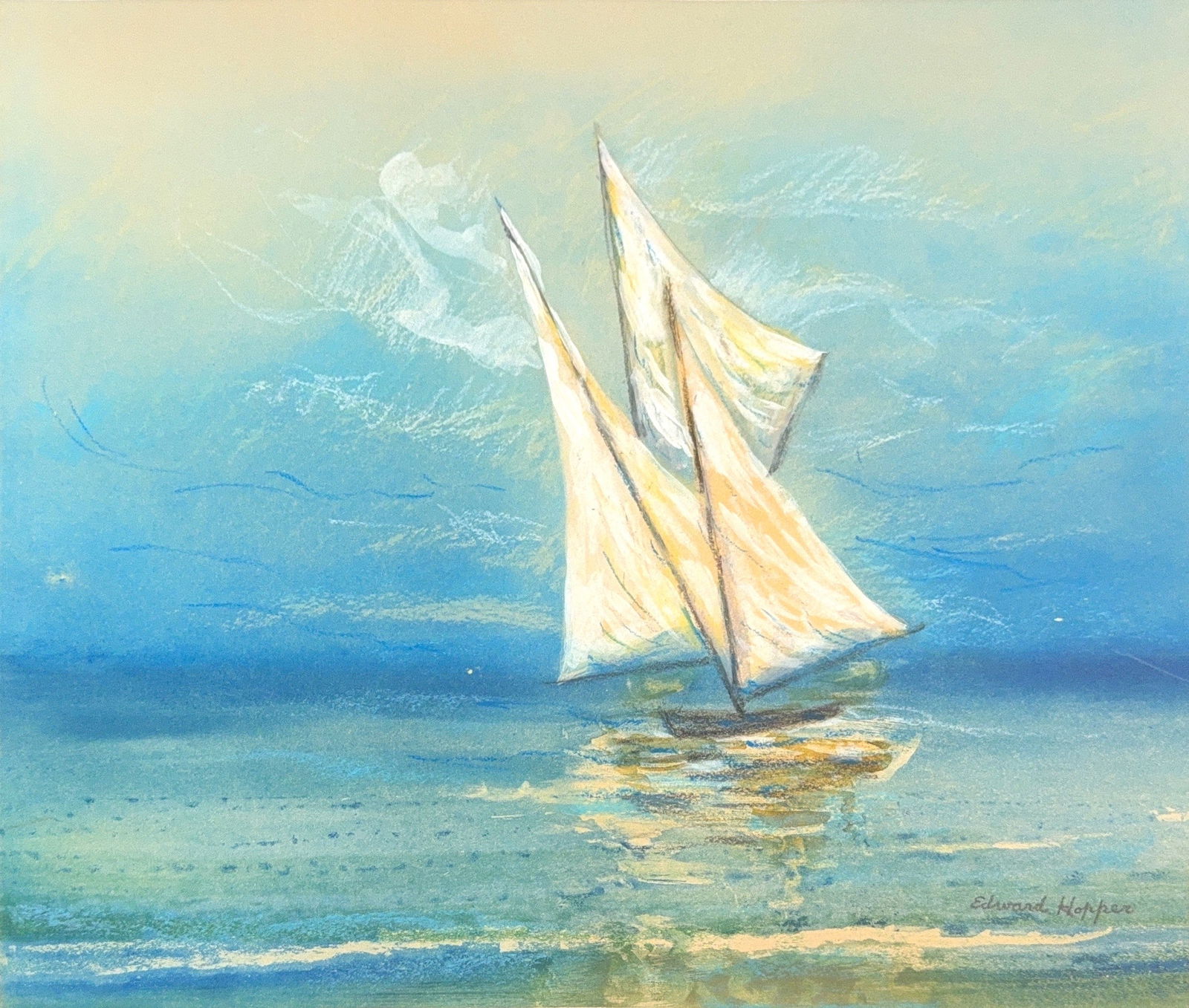 Edward Hopper, Mix-Media/Pastel on Paper, American (1882 - 1967): Born: 1882 - Nyack, New York. Died: 1967 - New York City. Known for: Town-landscape, genre and figure painting. Born and raised in Nyack, New York, Edward Hopper became one of the best-known painters