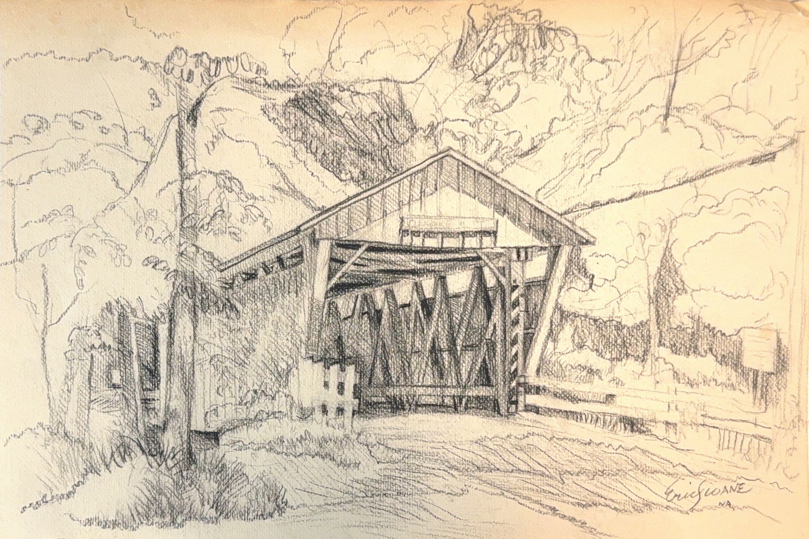 Eric Sloane, Pen/Pencil on Paper, American (1905 - 1985): Born: 1905 - New York City. Died: 1985 - New York City. Known for: Rural landscape painting, book illustration. ERIC SLOANE (1905-1985). Eric Sloane was born Everard Jean Hinrichs in New York City. Hi