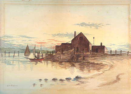 William Woodward, Watercolor on Paper, American (1859 - 1939): Born: 1859 - Seekonk, Massachusetts. Died: 1939 - New Orleans, Louisiana. Known for: Town-landscape, portrait, genre painting, art education. A painter, teacher, sketch artist, etcher, and architect,