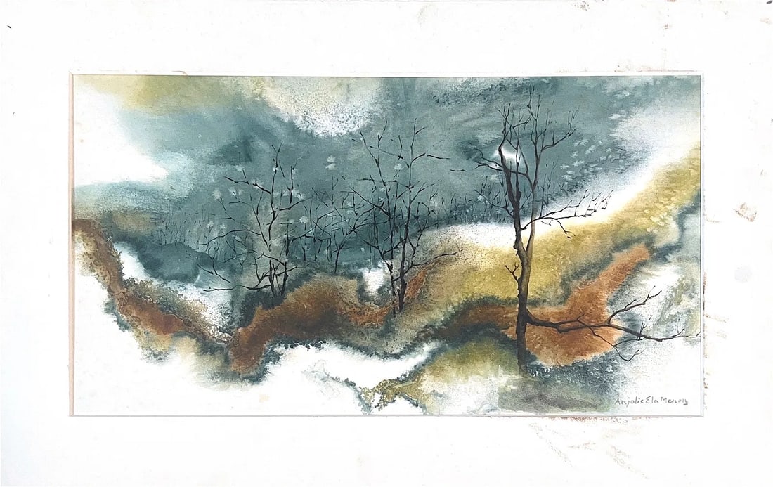 Anjolie Ela Menon, Watercolor/Mix Media on Rigid Board, Indian (1940 - On Going) (1 of 7)