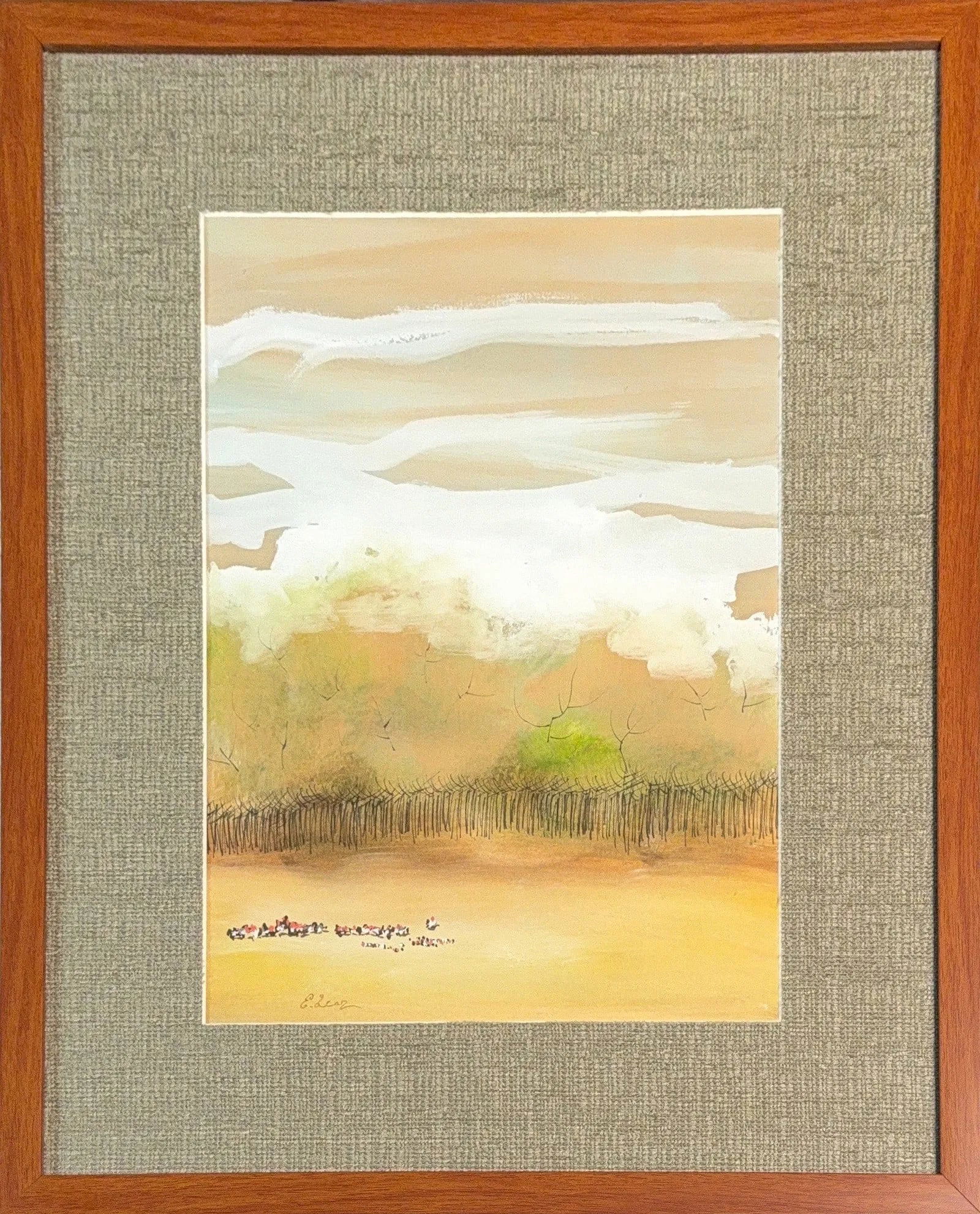 Edward Lear, Watercolor on Board, English (1812 - 1888): KEYWORDS: English, Watercolor, Board, People, Animals, Trees, Sky. Born: 1812 - Holloway, London. Died: 1888 - Sanremo, Liguria, Italy. Known for: Ornithology and travel book illustrations, landscape