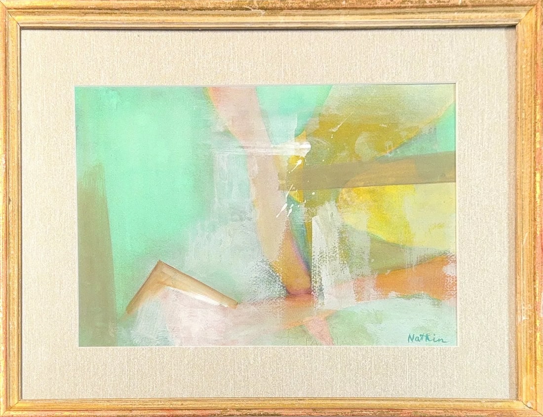 Robert Natkin, Watercolor/Mix-Media on Paper, American (1930 - 2010): KEYWORDS: American, Watercolor, Mix-Media, Paper, Green. Born: 1930 - Chicago, Illinois. Died: 2010 - New York. Known for: Expressionist abstract painting. A painter of intensely colorful abstraction,