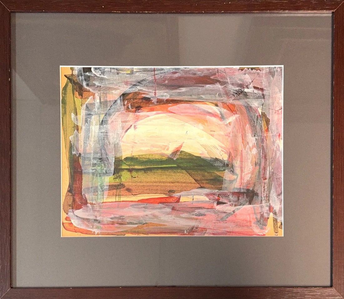 Michael Goldberg, Watercolor on Paper, American (1924 - 2007): KEYWORDS: Custom Frame, Watercolor, Paper, American, Mountains, Landscape. Born: 1924 - New York City. Died: 2007 - New York City. Known for: Abstract expressionist painting, collage. Michael Goldberg