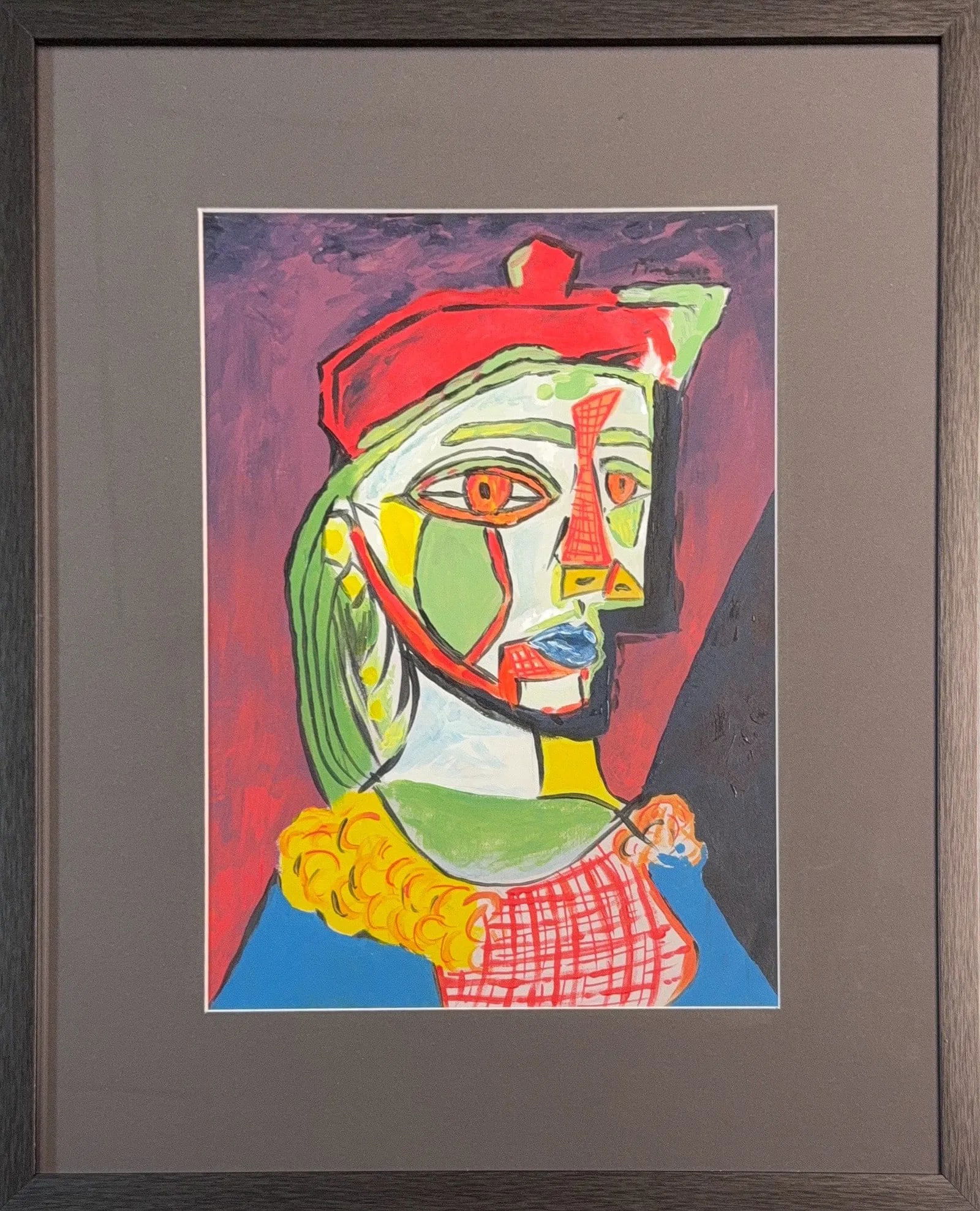 Pablo Picasso, Gouache on Paper, Spanish (1881 - 1973): KEYWORDS: Fresh Custom Frame, Spanish, Gouache, Paper, Replica, Semi-Abstract. Born: 1881 - Malaga, Spain. Died: 1973 - Mougins, France. Known for: Cubist painting and printmaking. A painter and print