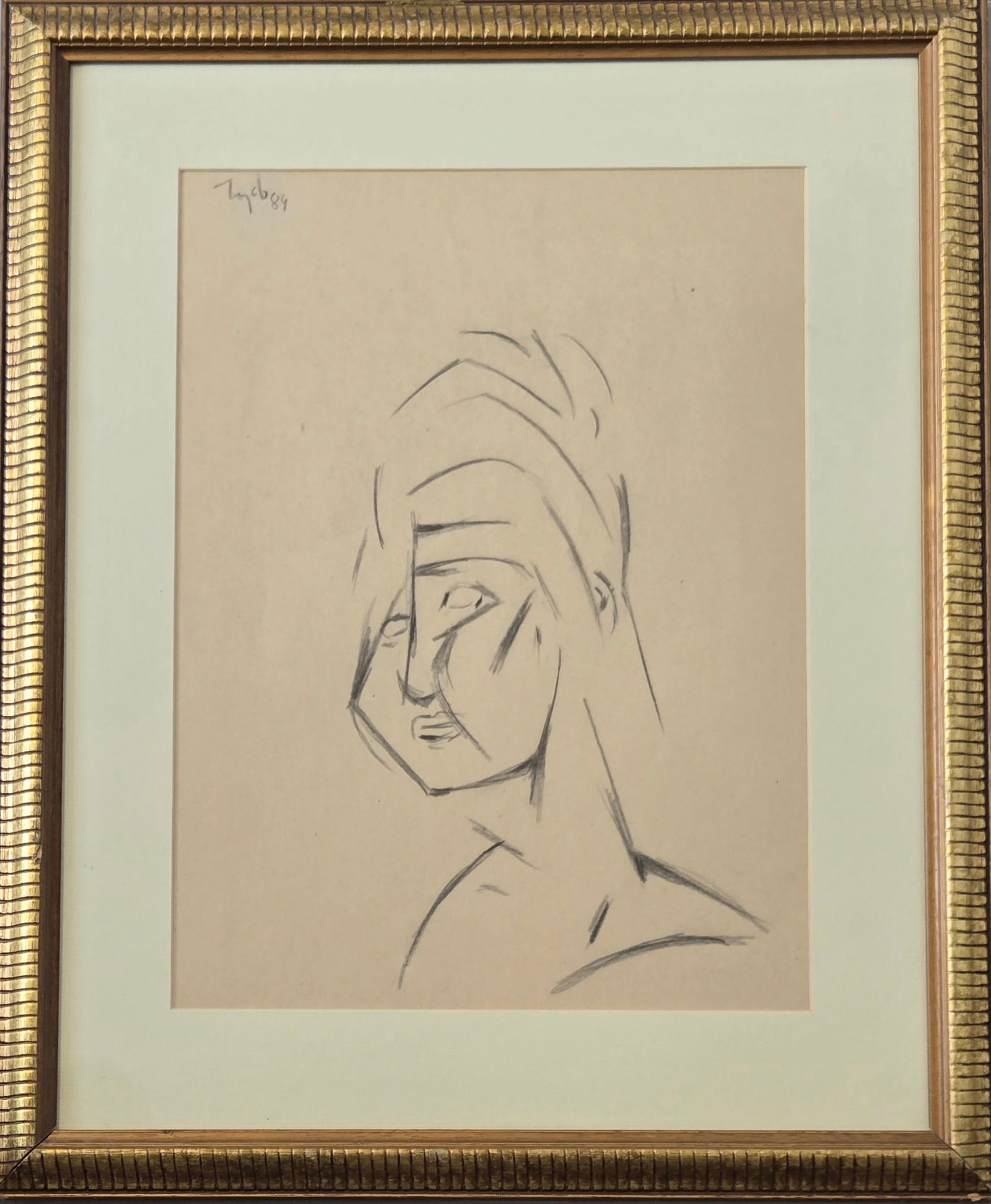 Tyeb Mehta, Crayon on Paper, Indian (1925 - 2009): KEYWORDS: Portrait, Woman, Simple, Abstract. Born: 1925 - Kapadvanj, Gujarat. Died: 2009. Known for: Painting and sculpture, Indian culture and themes. Born in Gujarat in 1925, Tyeb Mehta believes, "I