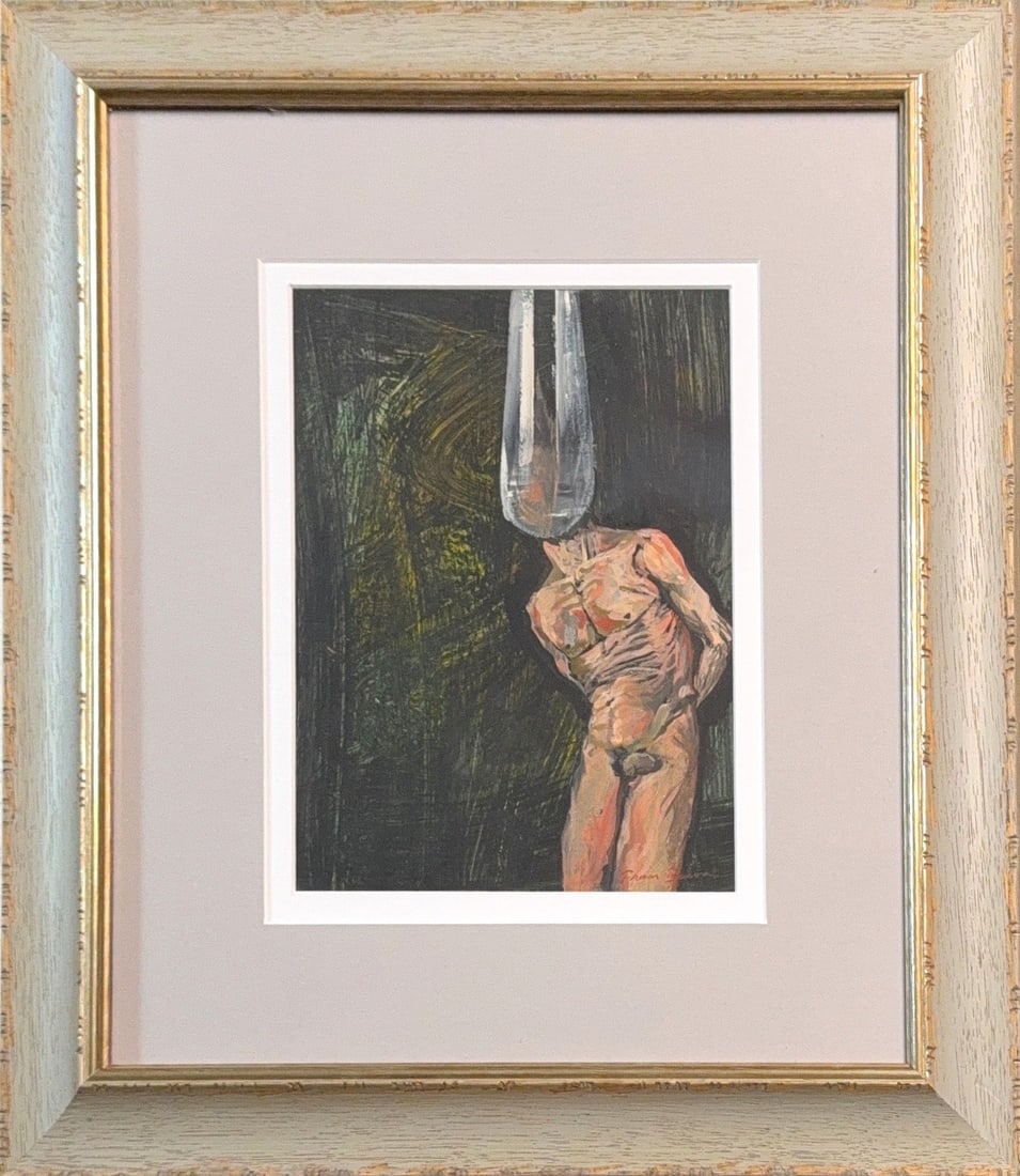 Francis Bacon, Gouache/Mix-Media on Paper, Irish (1909 - 1992): KEYWORDS: Expressionist, Nude, Partially Nude, Male, Figure, Powerful, Muscular, Stance. Born: 1909 - Dublin, Ireland. Died: 1992 - Madrid, Spain. Known for: Surreal, cubist portrait, still life and f