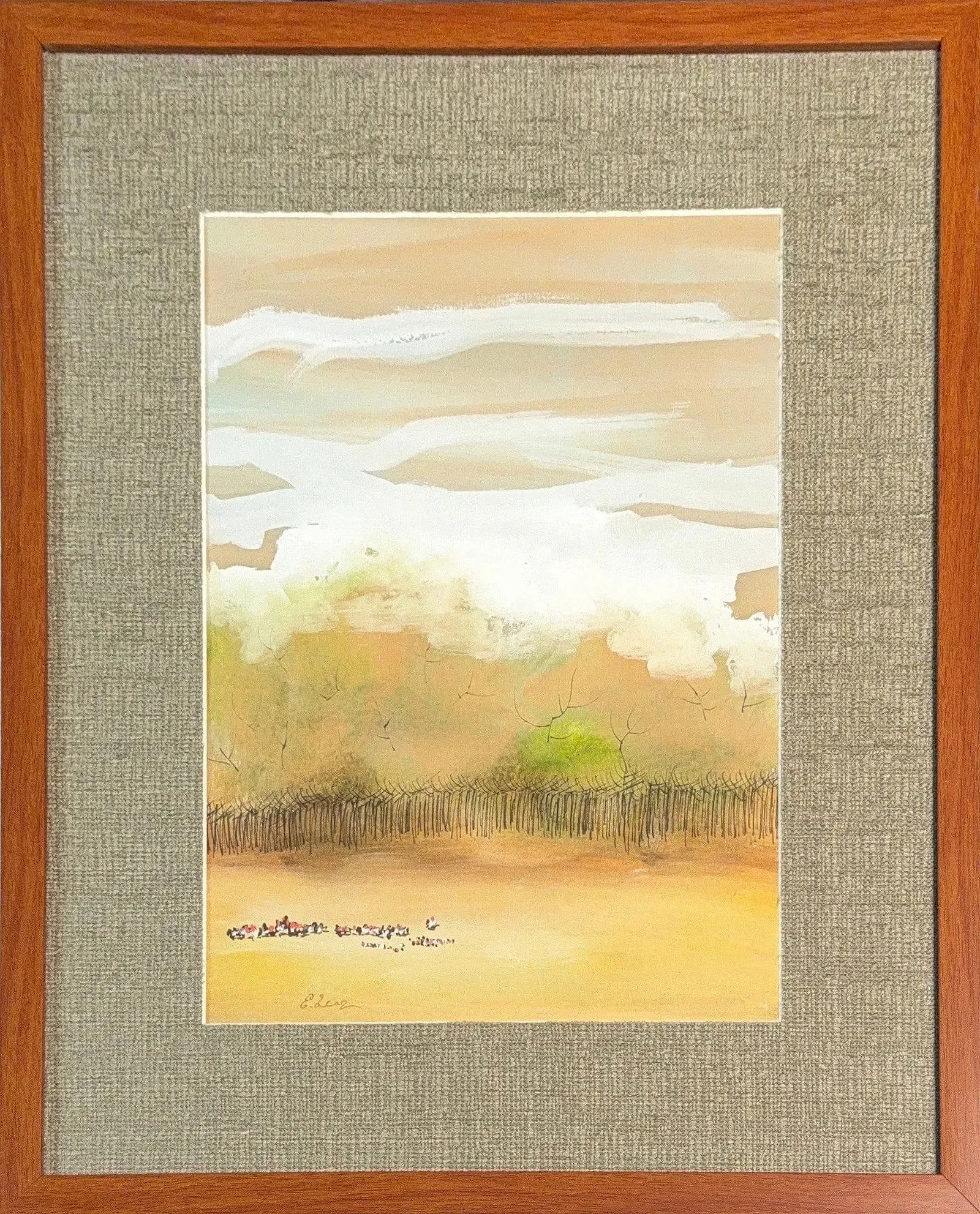 Edward Lear, Watercolor on Board, English (1812 - 1888): KEYWORDS: Light, Atmospheric, Landscape, People, Animals, Trees, Sky. Born: 1812 - Holloway, London. Died: 1888 - Sanremo, Liguria, Italy. Known for: Ornithology and travel book illustrations, landsca