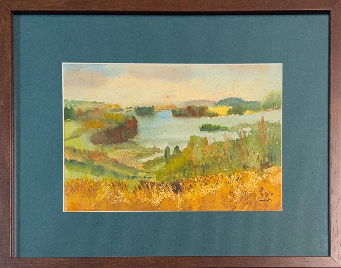 Emil Nolde, Watercolor on Paper, German (1867 - 1956): KEYWORDS: Expressive, Impressionistic, Serene, Rural, Landscape, Summer/Autumn. Born: 1867 - Nolde, Germany. Died: 1956 - Seebull, Germany. Known for: Expressionist painting, printmaking, woodcarving,