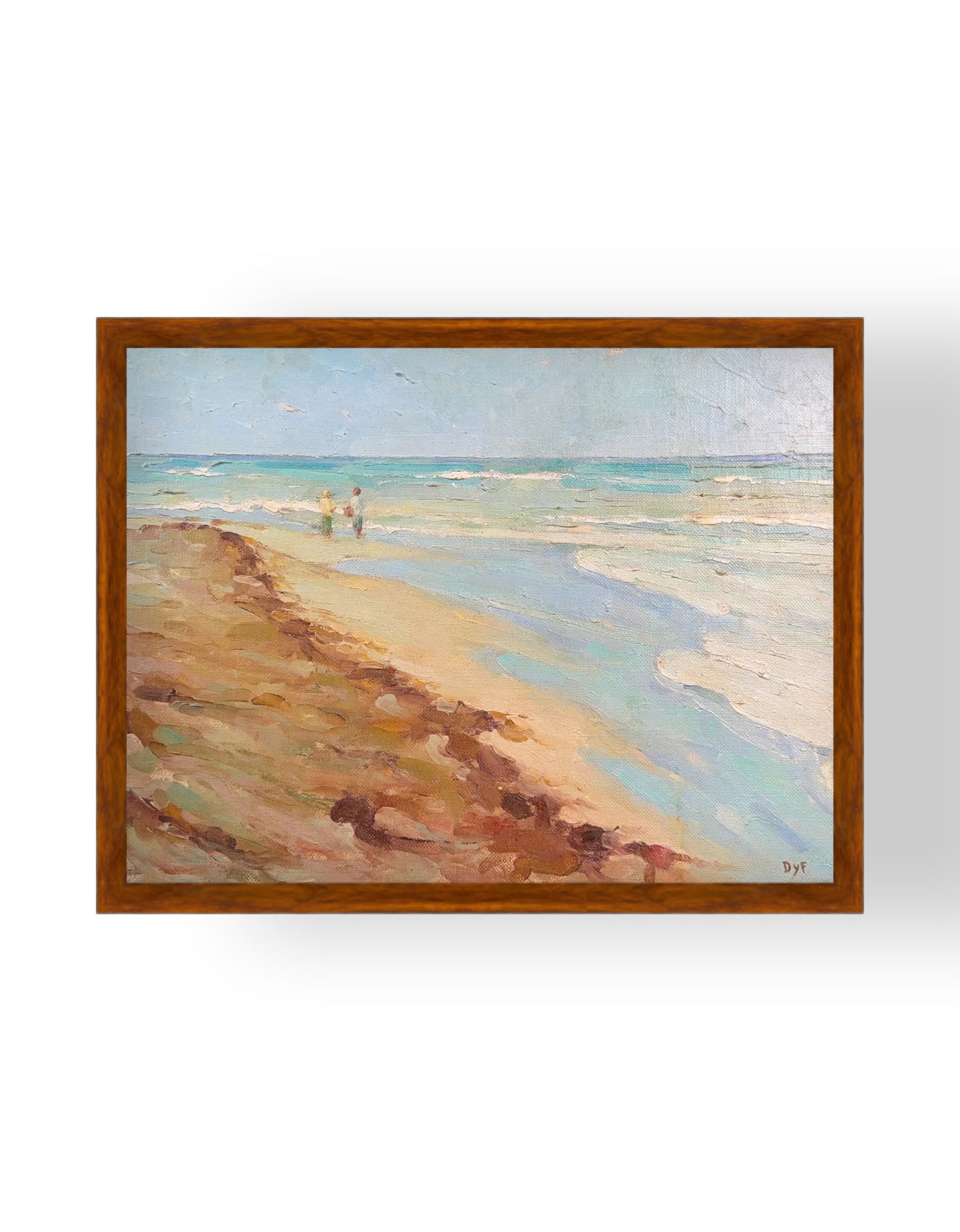 Marcel Dyf, Oil on Board, French (1899 - 1985): KEYWORDS: Impressionism, Post-Impressionism, Figurative (figures on the beach), Plein air painting (painted outdoors), Natural scenery, Light, Color, and vibrancy. Born: 1899 - Paris, France. Died: 19
