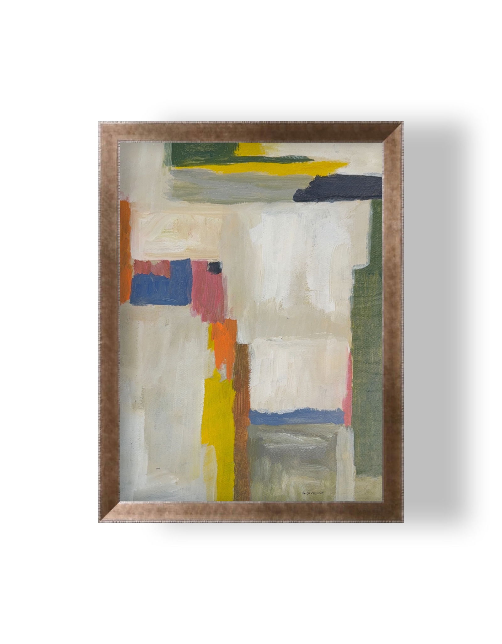 Giorgio Cavallon, Oil/Acrylic/Mix-Media on Paper , Italian (1904 - 1989): KEYWORDS: Oil painting, Abstract art, Geometric forms, Thick paint (impasto), Textured brushwork, Vibrant colors, Giorgio Cavallon, Abstract Expressionism, American Abstract Artists. Born: 1904 - Sori