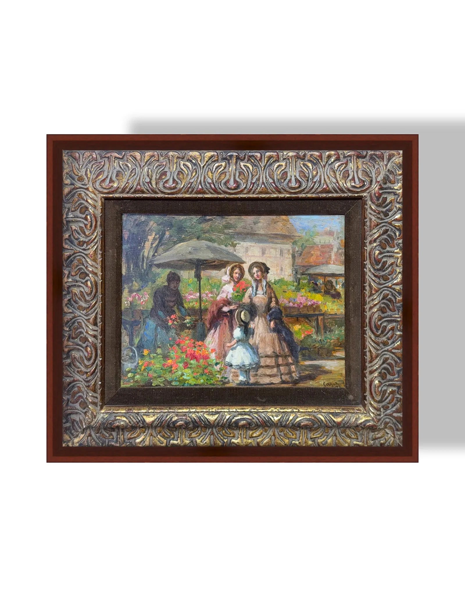 Imre Gergely, Oil on Hard Board, Hungarian (1868 - 1914) "The Flower Market" (1 of 8)