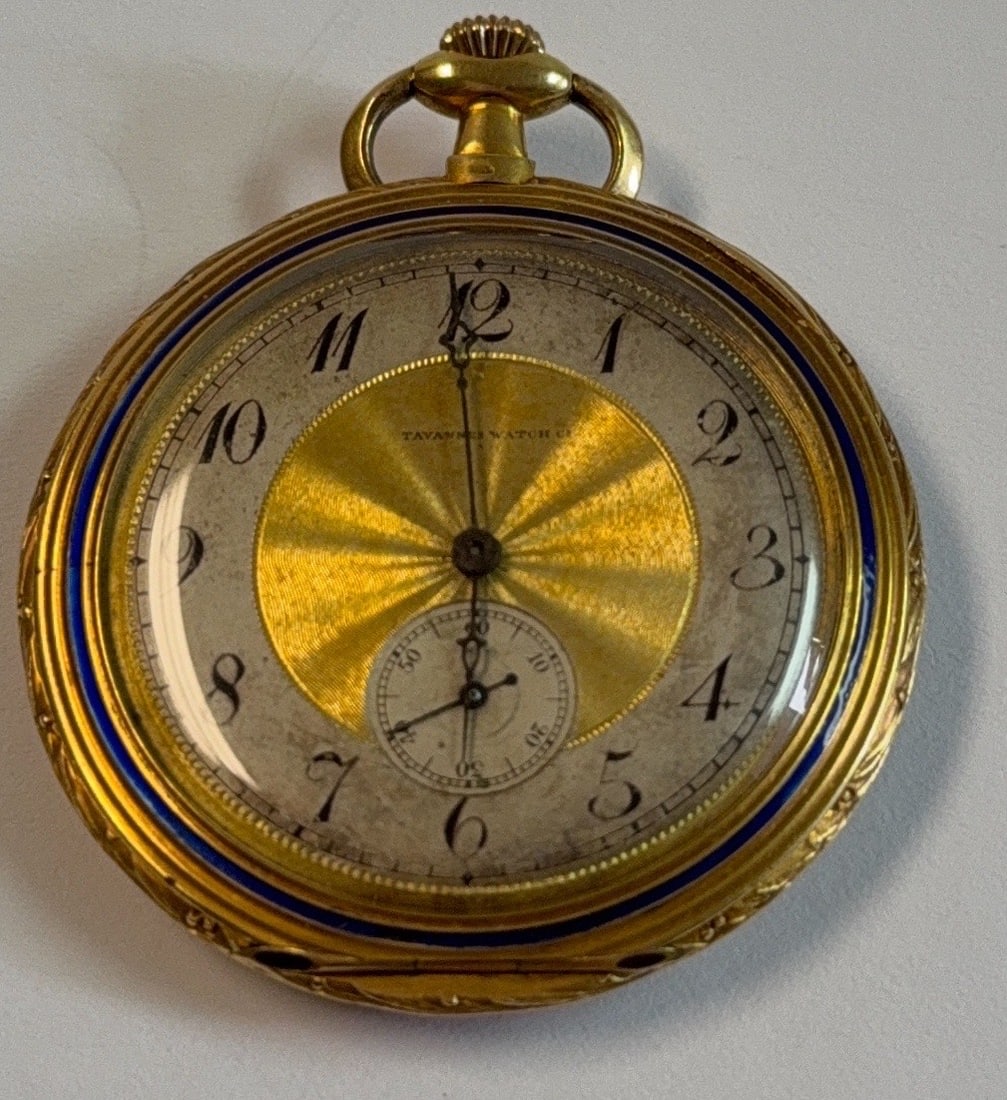 GOLD Circa 1910 Tavannes Watch Co. Open-Face Pocket Watch (1 of 8)