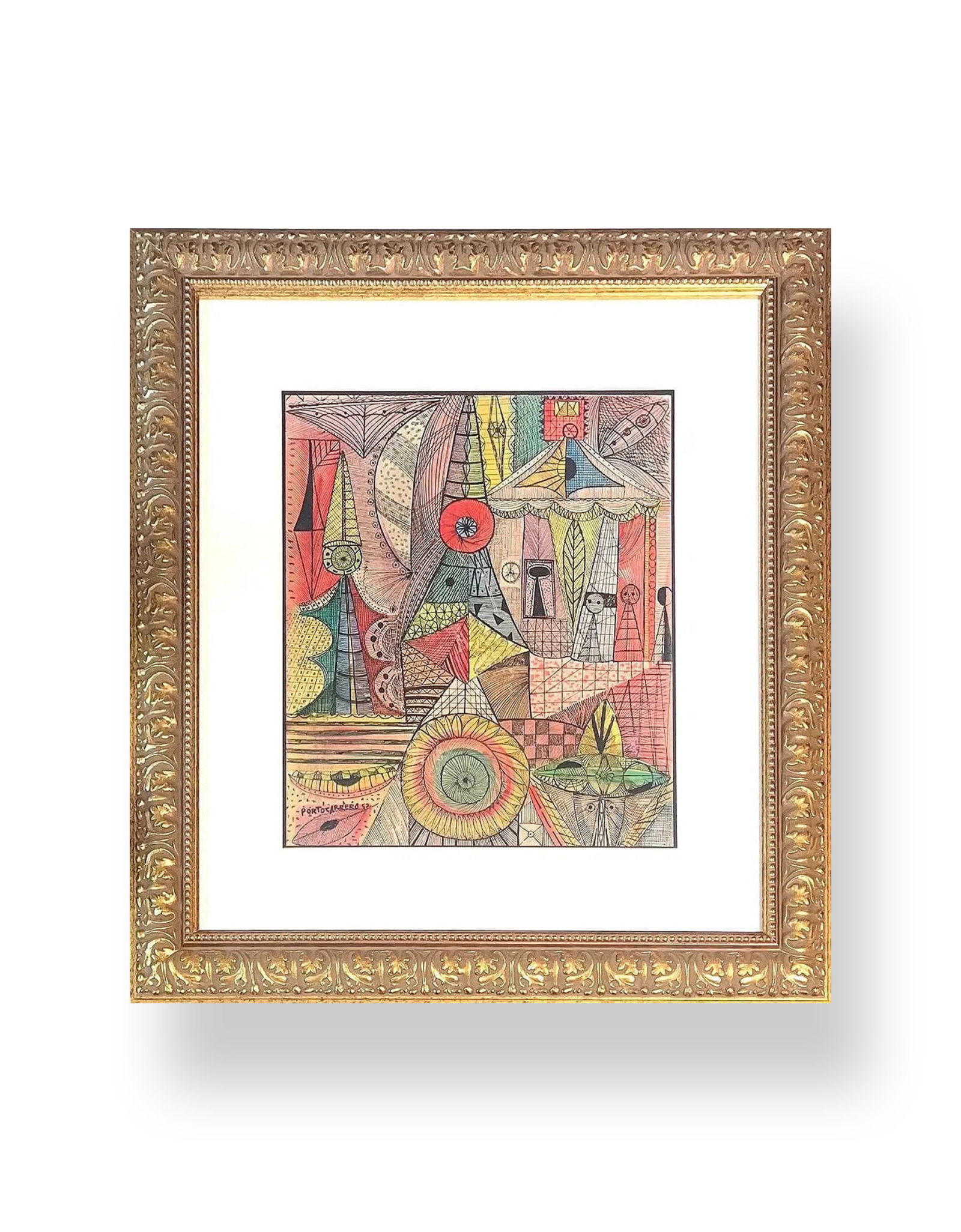 Rene Portocarrero, Mix-Media on Cardboard, Cuban (1912 - 1985) (1 of 10)