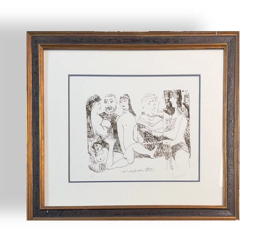 Pablo Picasso, Authorized Original Lithograph,Ink on Paper(1881 - 1973)"Femme faisant la sieste": KEYWORDS: Impressionist, Women, Man, Nude, Party, Function, Happy, Energetic, Love. Born: 1881 - Malaga, Spain. Died: 1973 - Mougins, France. Known for: Cubist painting and printmaking. A painter and
