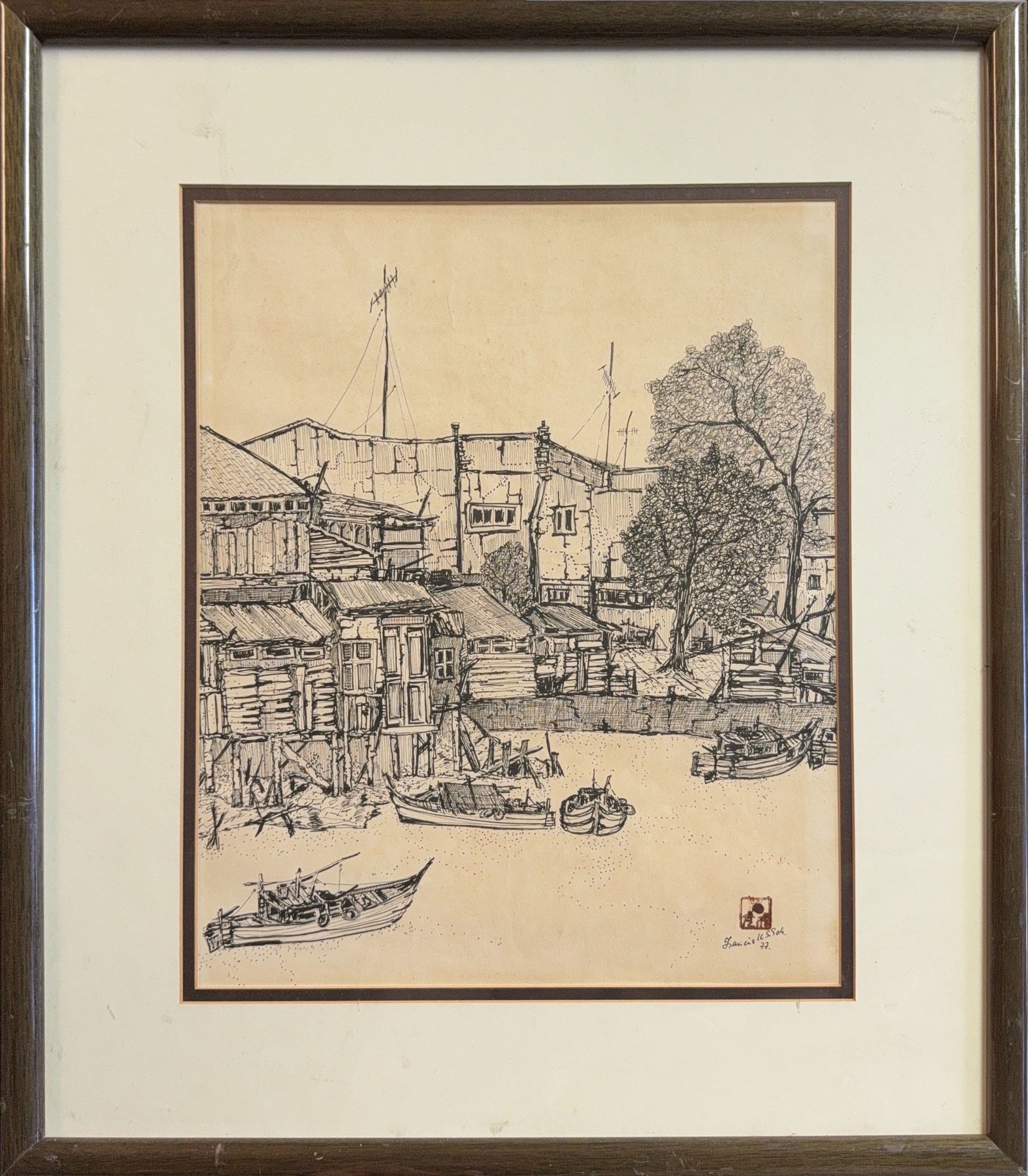 Francis K.S. Goh, Pen/Ink on Paper, Chinese Malaysian (Ongoing): Francis K.S. Goh is a legendary street artist and poet based in Melaka (Malacca), Malaysia, widely recognized as the first artist on the hill for his decades-long presence at the historic St. Paul’s