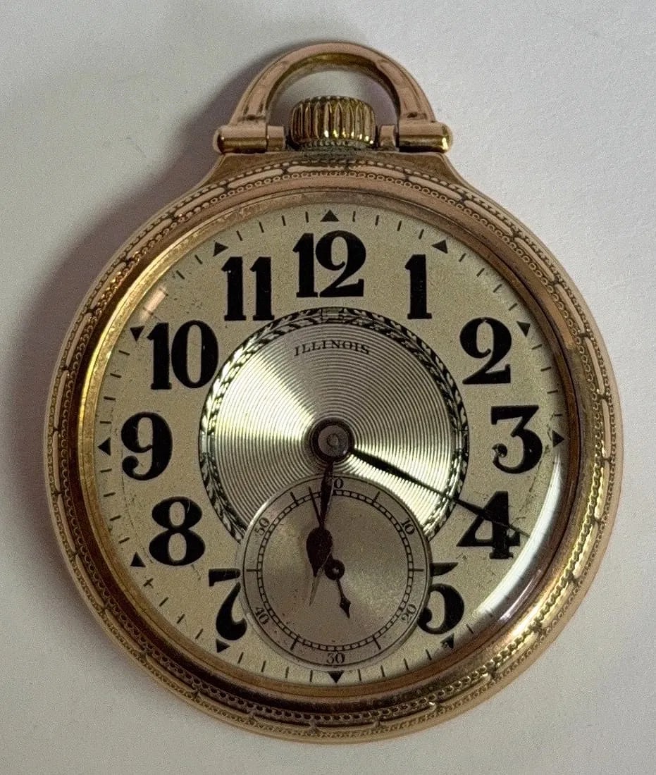 Gold Vintage Illinois Open-Face Pocket Watch (1 of 9)