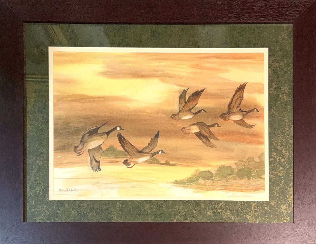 Roland Clark, Watercolor on Paper, American (1874 - 1957): KEYWORDS: Best American, Watercolor, Paper, Birds, Meadow, Water. Born: 1874 - New Rochelle, New York. Died: 1957 - Norwalk, Connecticut. Known for: Wildlife, huntsman genre, etcher. Died: 1957 - Norw