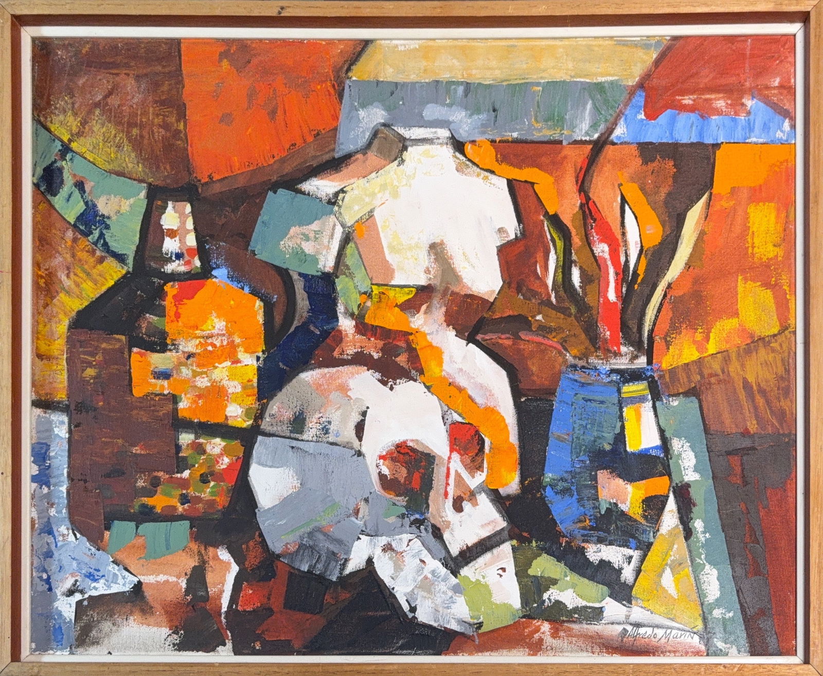 Alfredo Marín-Carle, Oil on Canvas, Puerto Rican-American (Ongoing): KEYWORDS: Cubism, Still-life, Modernist, Impasto, Polychromatic, Textured, Expressionism, Geometric, Fractured, Layered. Alfredo Marín-Carle is a prominent Puerto Rican-American visual artist and aca