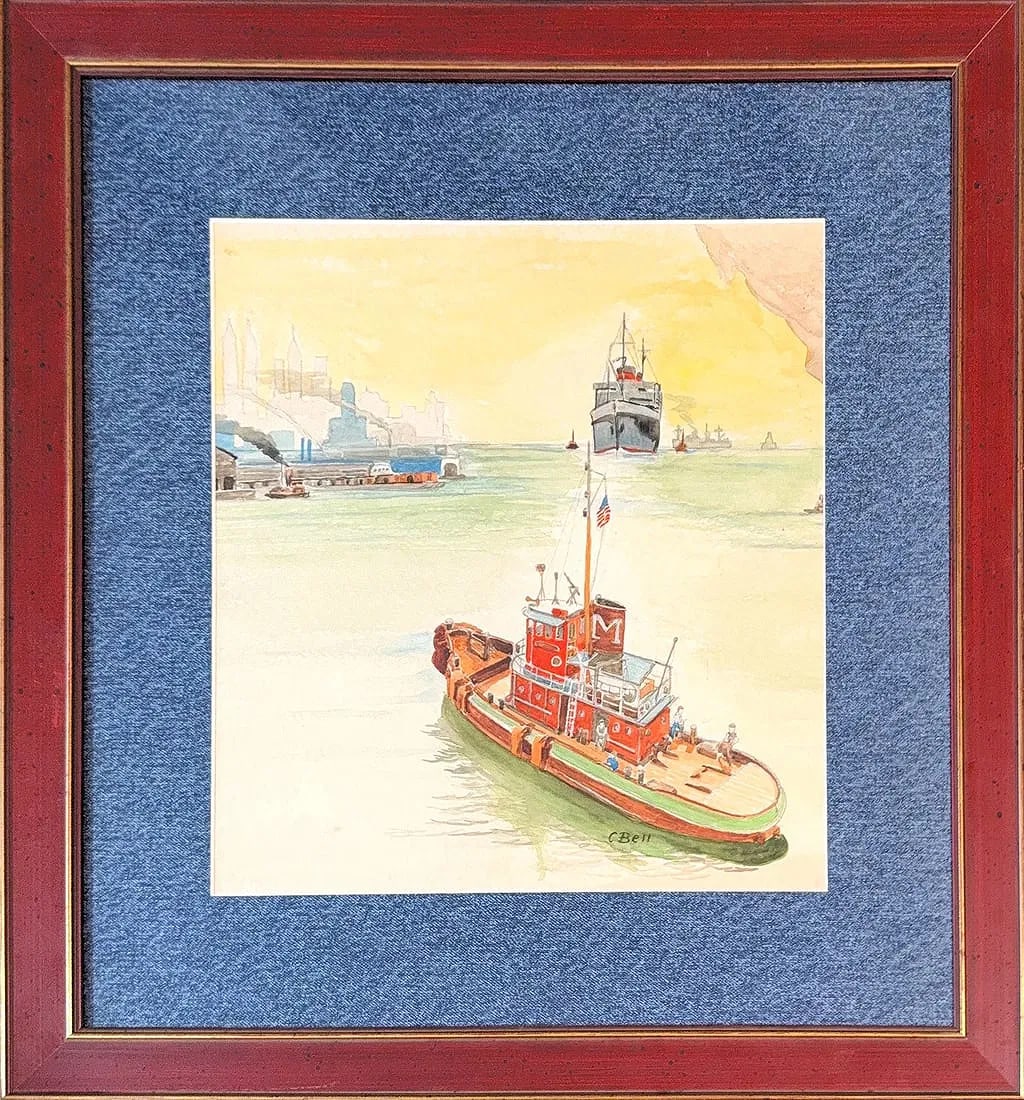 Cecil Bell, Watercolor on Paper, American (1906 - 1970) N.Y.C Harbor (1 of 8)