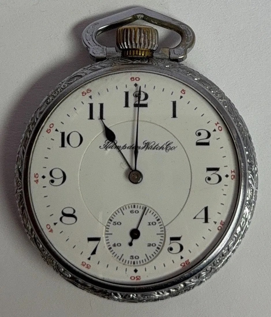 Vintage Railroad Hampden Open-Face Pocket Watch (1 of 10)