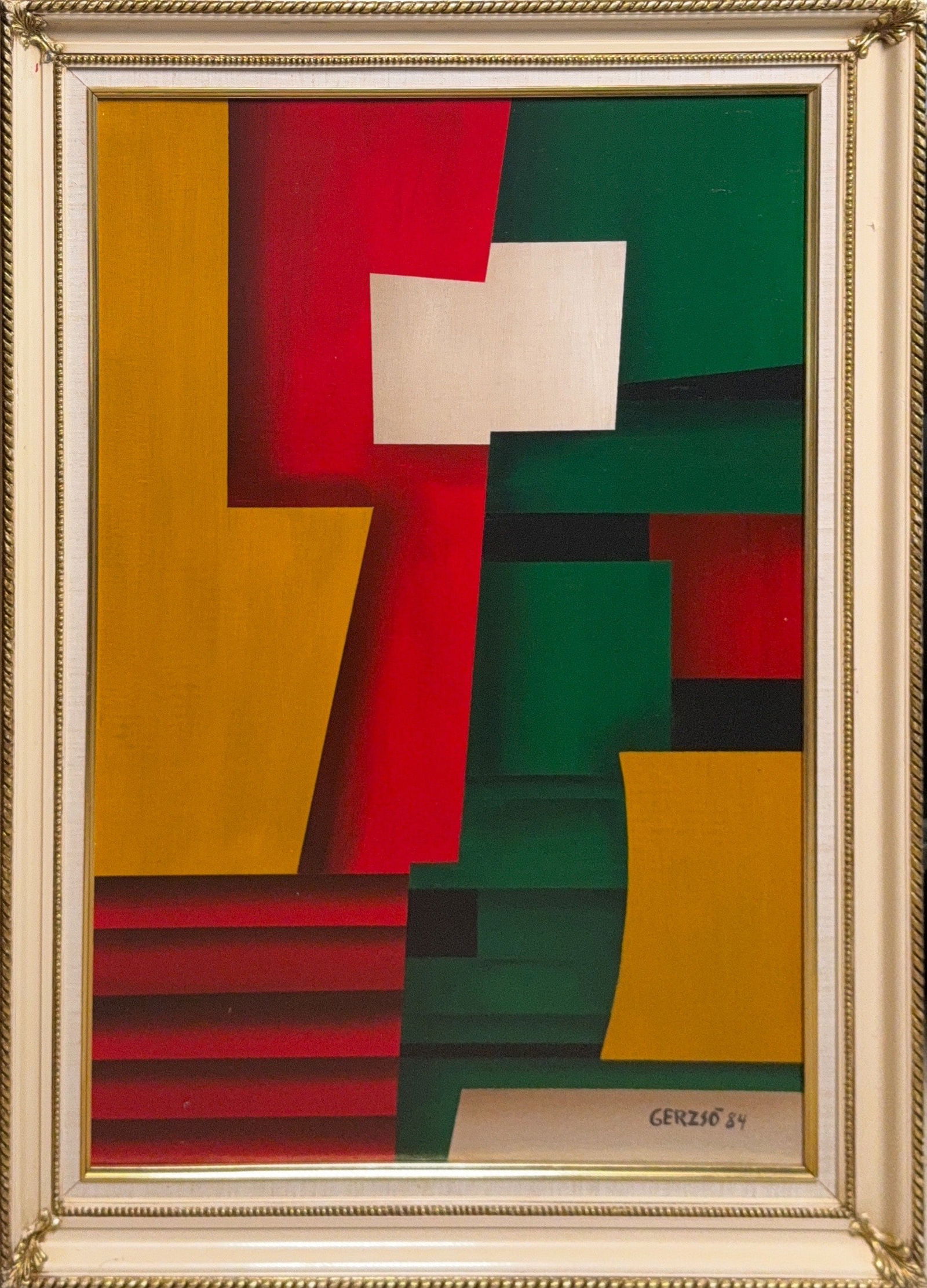 Gunther Gerzso, Acrylic on Canvas, Mexican (1915 - 2000): KEYWORDS: Abstract, Geometric, Mexican, Modernism, Asymmetry, Emerald, Crimson, Ochre, Planes. Gunther Gerzso - A New Vision. Gunther Gerzso was born on June 17, 1915 in Mexico City. Gerzso's Hungaria