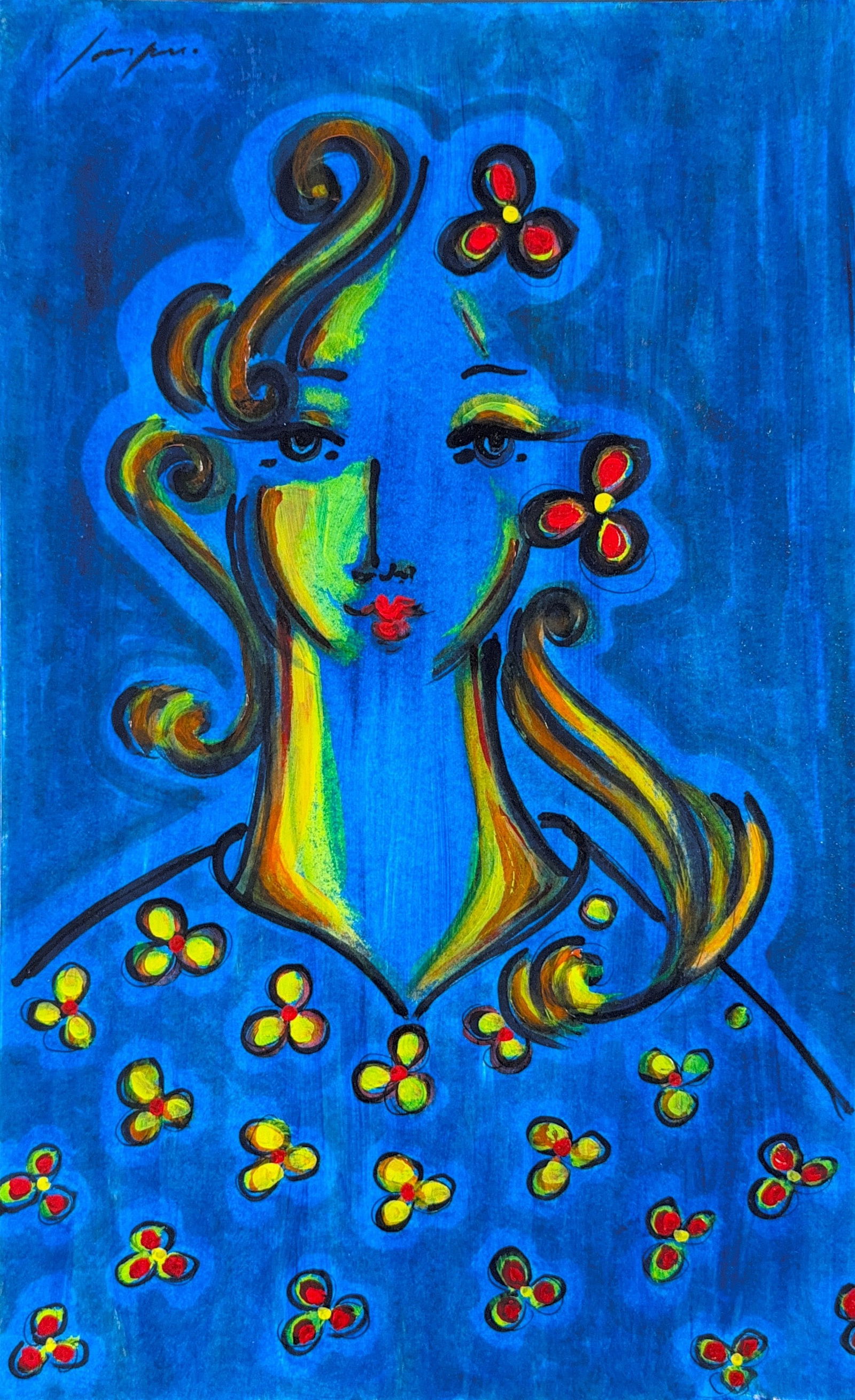 Jorgen, Oil/Mix-Media on Cardboard, Cuban (1958 - Ongoing) "Victoria": Miami Local Artist. Having arrived from Cuba in 1970, Jorgen committed himself to the study of the fine art as well as Architectural Design. Soon, his work was exhibited from New York to Miami and bec