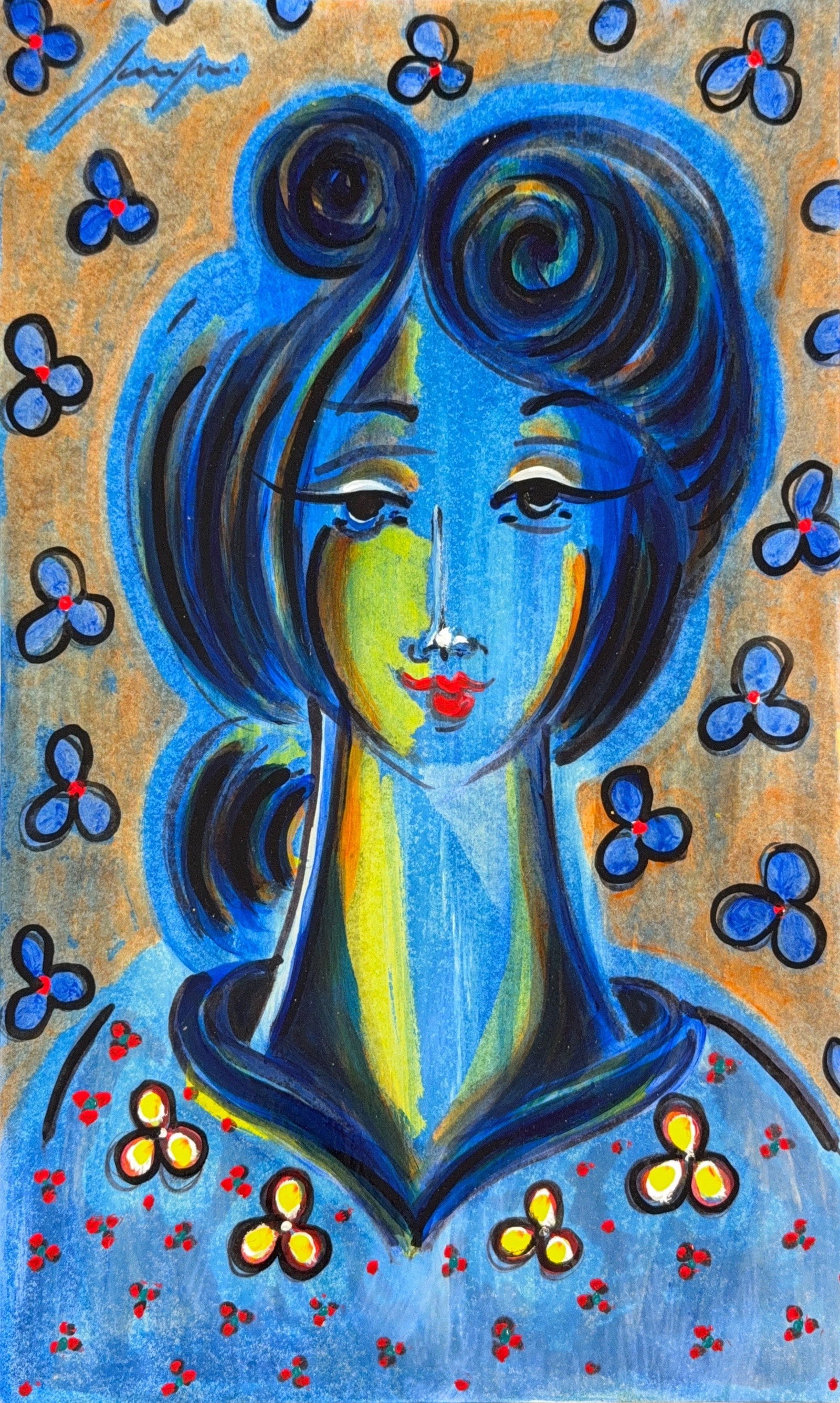 Jorgen, Oil/Mix-Media on Cardboard, Cuban (1958 - Ongoing) "Victoria": Miami Local Artist. Having arrived from Cuba in 1970, Jorgen committed himself to the study of the fine art as well as Architectural Design. Soon, his work was exhibited from New York to Miami and bec