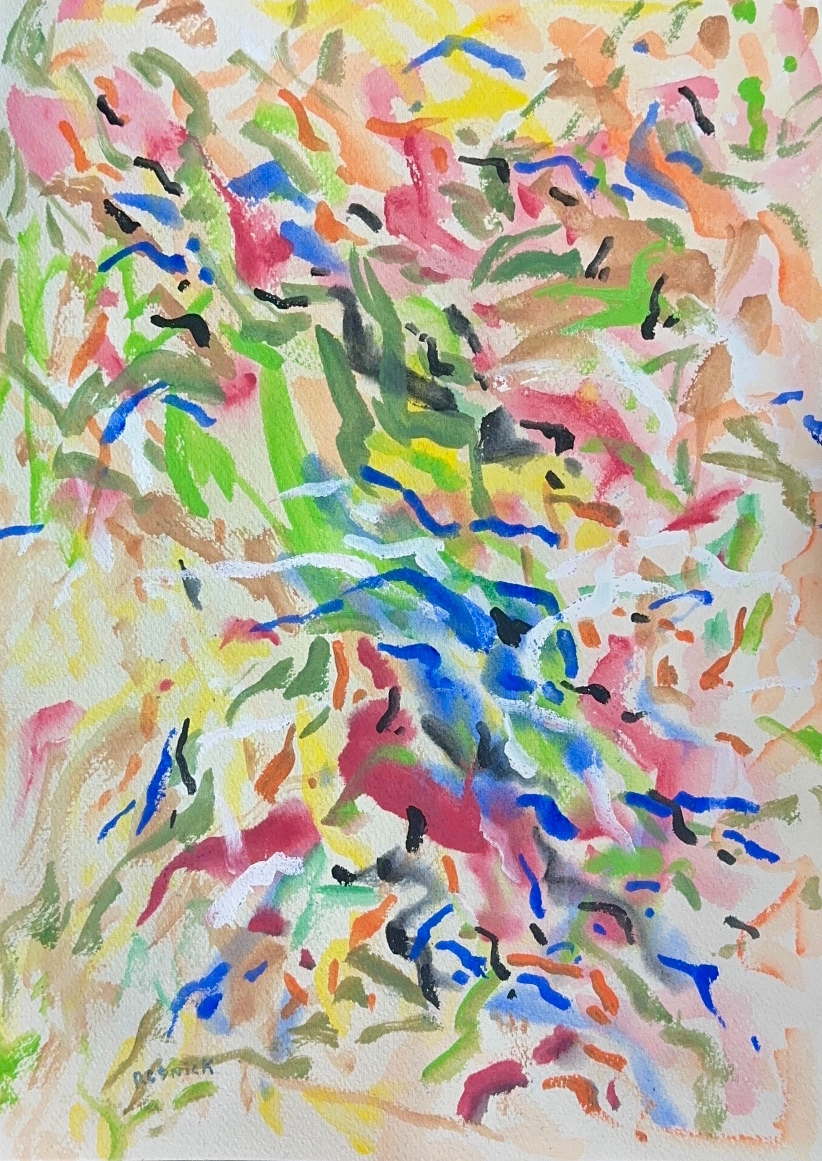 Milton Resnick, Gouache on Thick Artistic Paper, Russian (1917 - 2004): The 1940's and 50's allowed for the freedom of artistic license. Resnick, along with de Kooning, Kline, Pollock, de Pavia, Guston and others, continued to develop their artistic sensibilities using th