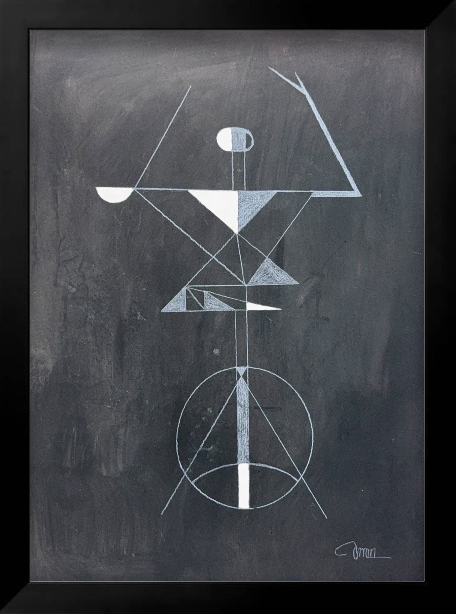Arturo Luz, Gouache/Mix-Media on Paper, Filipino (1926 - 2021): KEYWORDS: Minimalist, Abstract, Geometric, Modernist, Linear, Monochrome, Cyclist, Performer, Acrobat, Figure, Balance, Structure, Circle, Triangle, Line, Symmetry. Arturo Rogerio Luz, born November 2