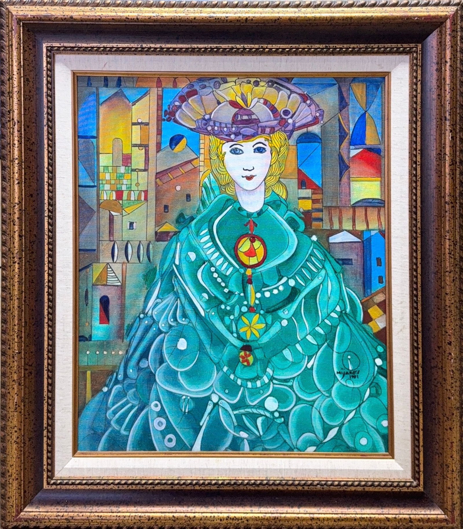 Jose Marie Mijares Fernandez, Oil on Canvas, Cuban (1921 - 2004) "Havanera" (1 of 10)