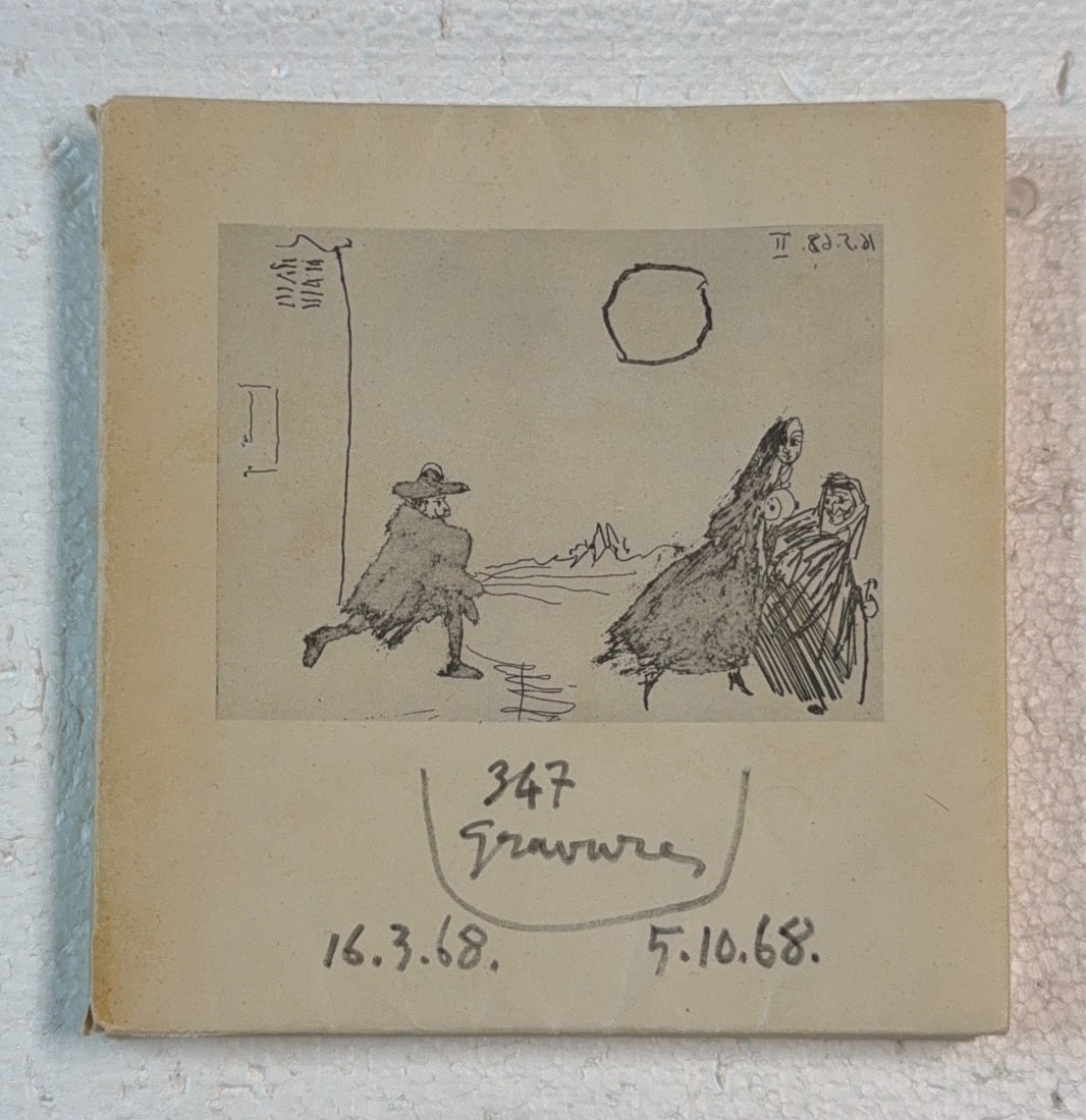 Pablo Picasso Catalogue Raisonné (First Edition): Book's a First Edition. On the first page there's a dedication to Pierre Dupont which could be attributed to Pablo Picasso, dated 28.4.69. Pablo Picasso 347 Engravings 16/3/68 - 5/10/68. This image sh