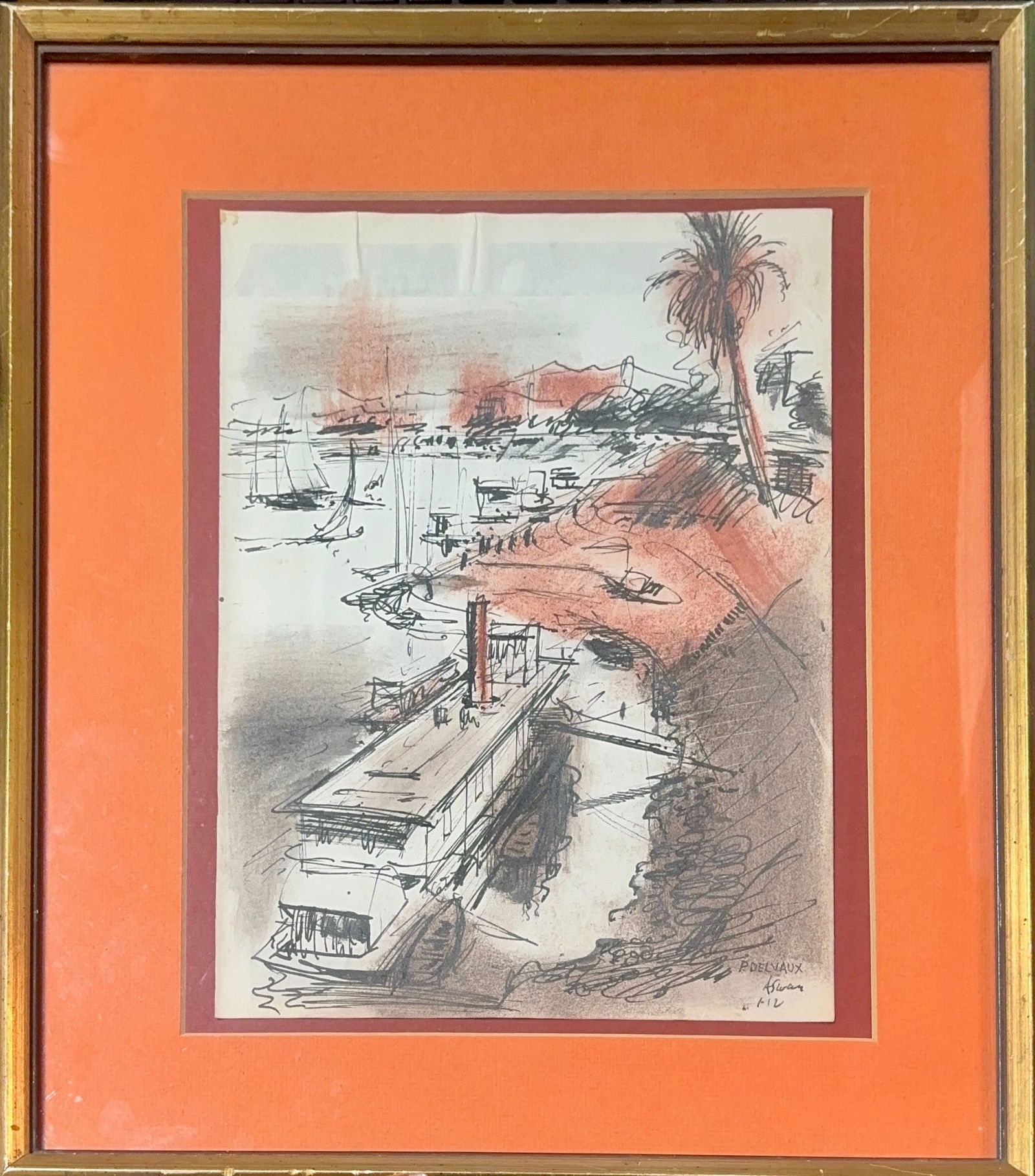 Paul Delavaux, Watercolor/Mix-Media, Mid-20th century (1 of 7)