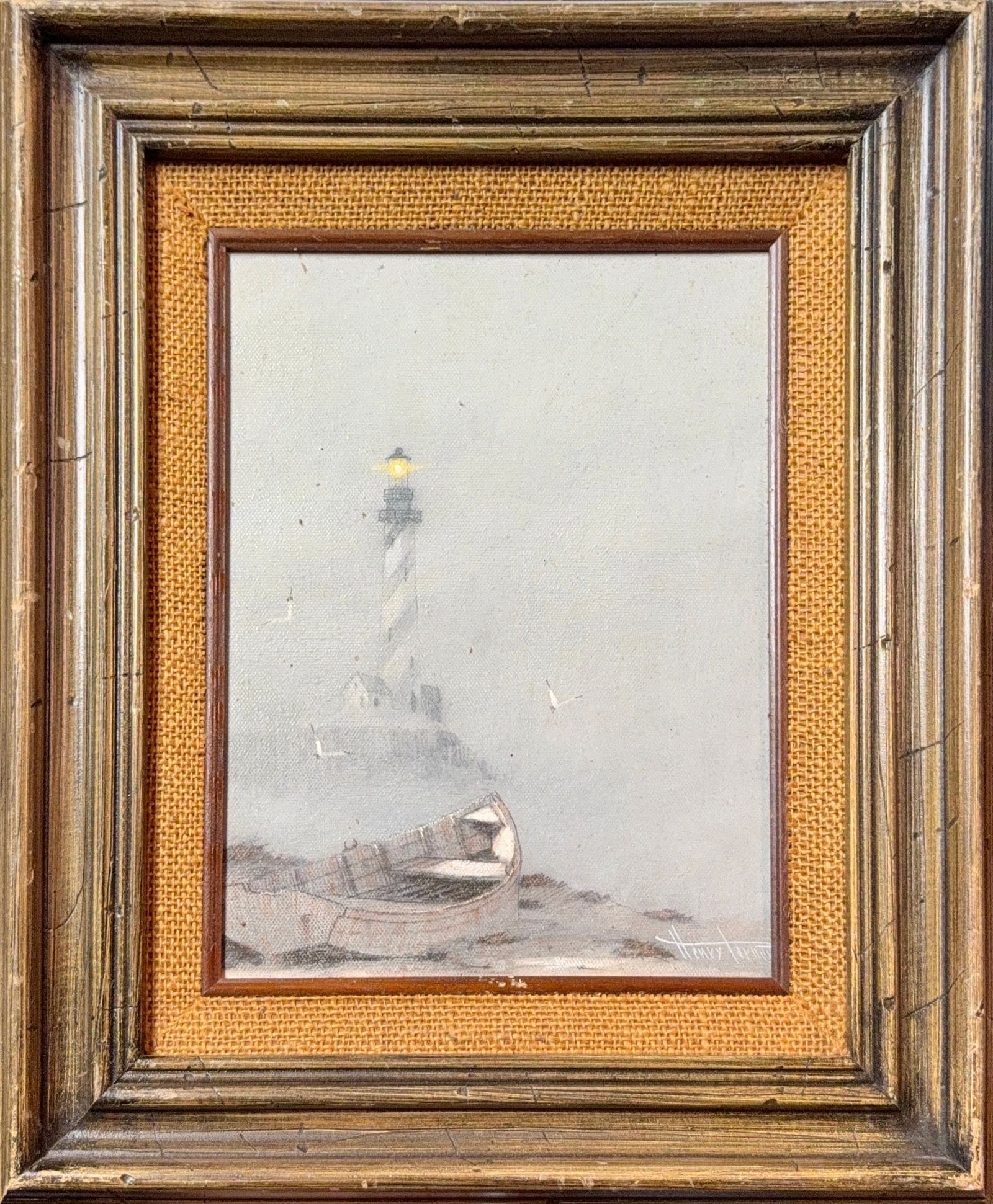 Henry Parker, Oil on Canvas, Lighthouse in the Fog.: Henry H. Parker was a Midlands landscape painter working in the last quarter of the 19th Century. Like many of his contemporaries, he concentrated on painting "pure" landscapes - a genre that he maste