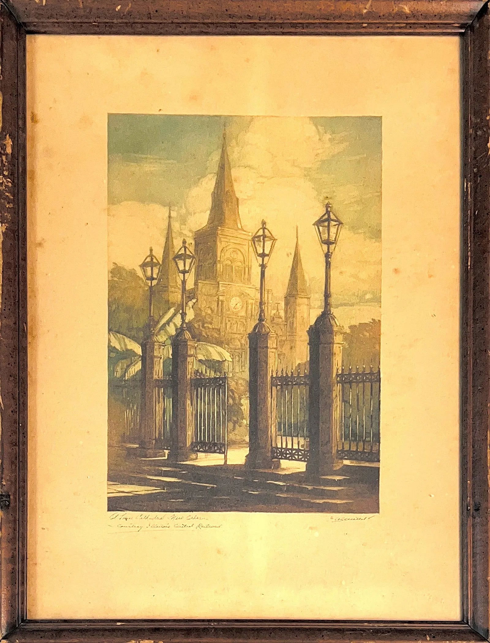 Al Mettel, Antique New Orleans Print for Advertisemnet: Antique New Orleans Print for Advertisemnet. New Orleans landmarks. Made by artist for advertisemnt purposes. Places on the Prints: The Old Spanish Custom House, Courtard of the Little Theatre, Royal