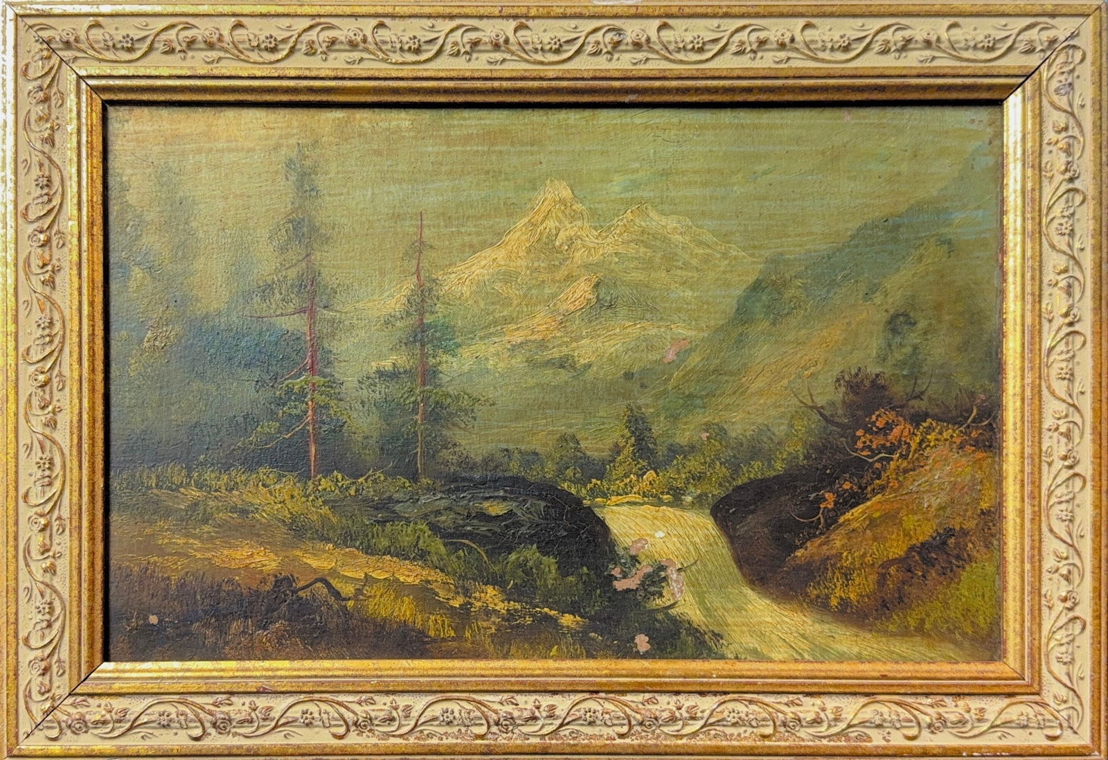 Illegible Signature, Oil on Wood Board, 19th Century (1 of 8)