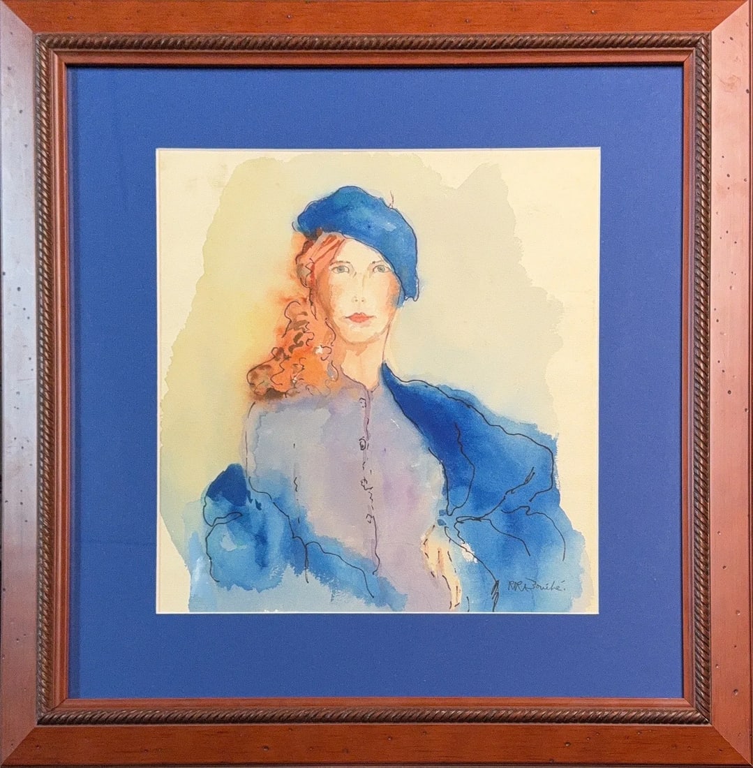 Ren? Robert Bouch?, Mix-Media on Paper, American Painter (1906 - 1963): Born: 1906. Died: 1963. Known for: Portrait-figure, genre, illustrator. Fascinated by the human image Rene Bouche was painting portraits in Europe as early as 1933. In Paris a few years later Bouche r