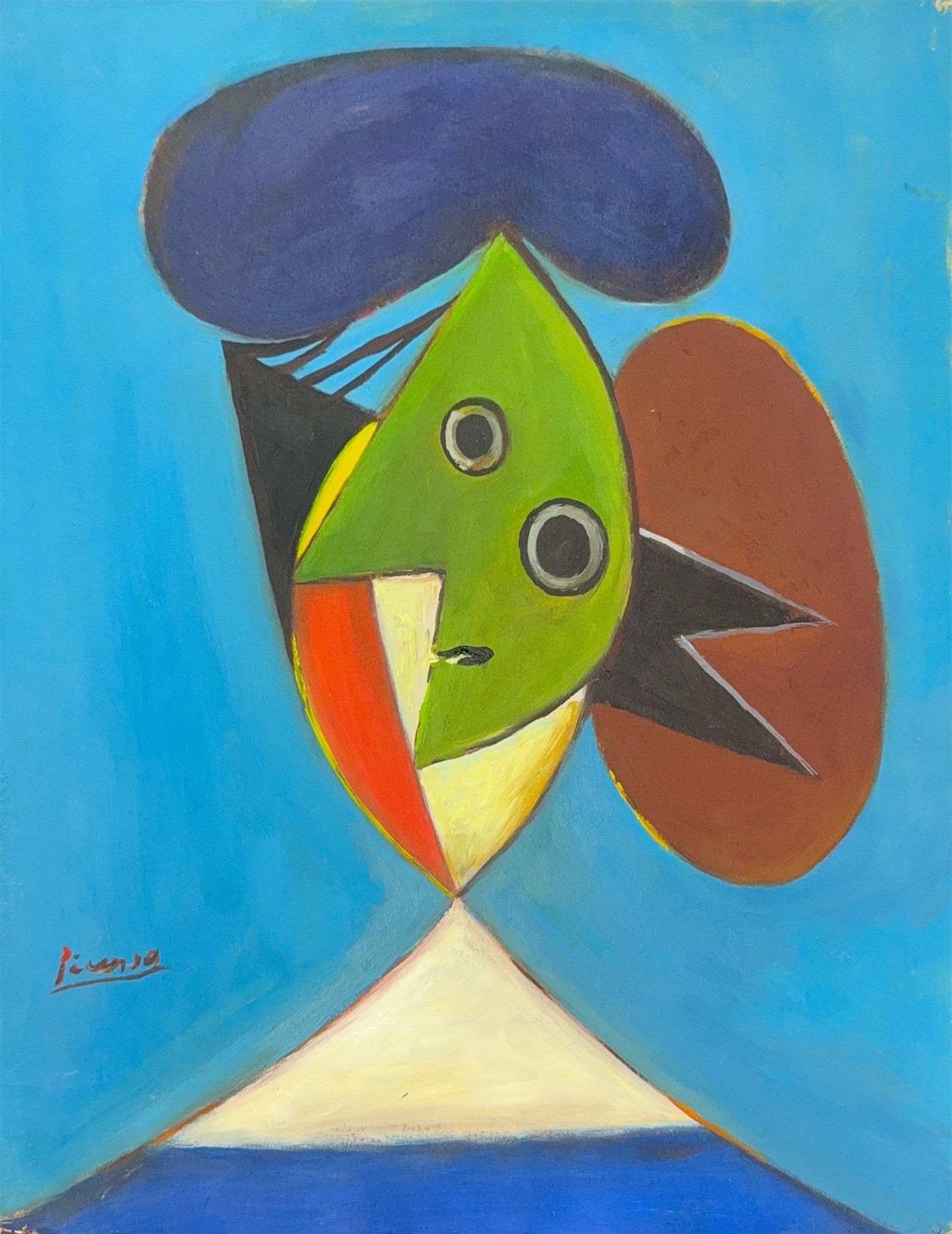 Pablo Picasso, Oil/Mix-Media on Cardboard, Spanish (1881 - 1973) Attributed: KEYWORDS: Cubism, Abstract art, Modernism, Surrealism, Expressionism, Geometric / Geometric shapes and planes, Picasso style/Picasso influenced, Avant-garde. Born: 1881 - Malaga, Spain. Died: 1973 - M