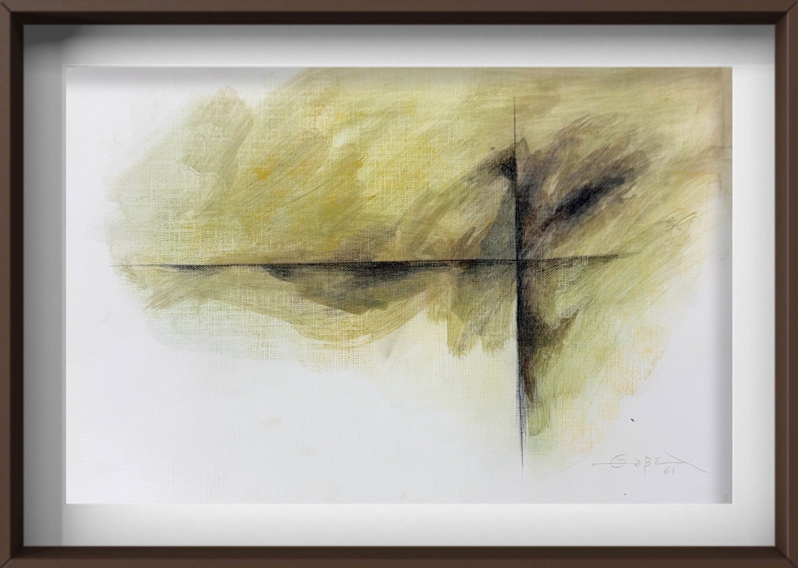 Fernando Zobel, Watercolor on Paper, Filipino (1924 - 1984): KEYWORDS: Abstract landscape, Minimalist, Muted, Earthy tones, Ink, Horizontal, Vertical structural lines, Soft, Vaporous brushstrokes, Transmutation of landscape, Conceptual character, Vibration, Rhy