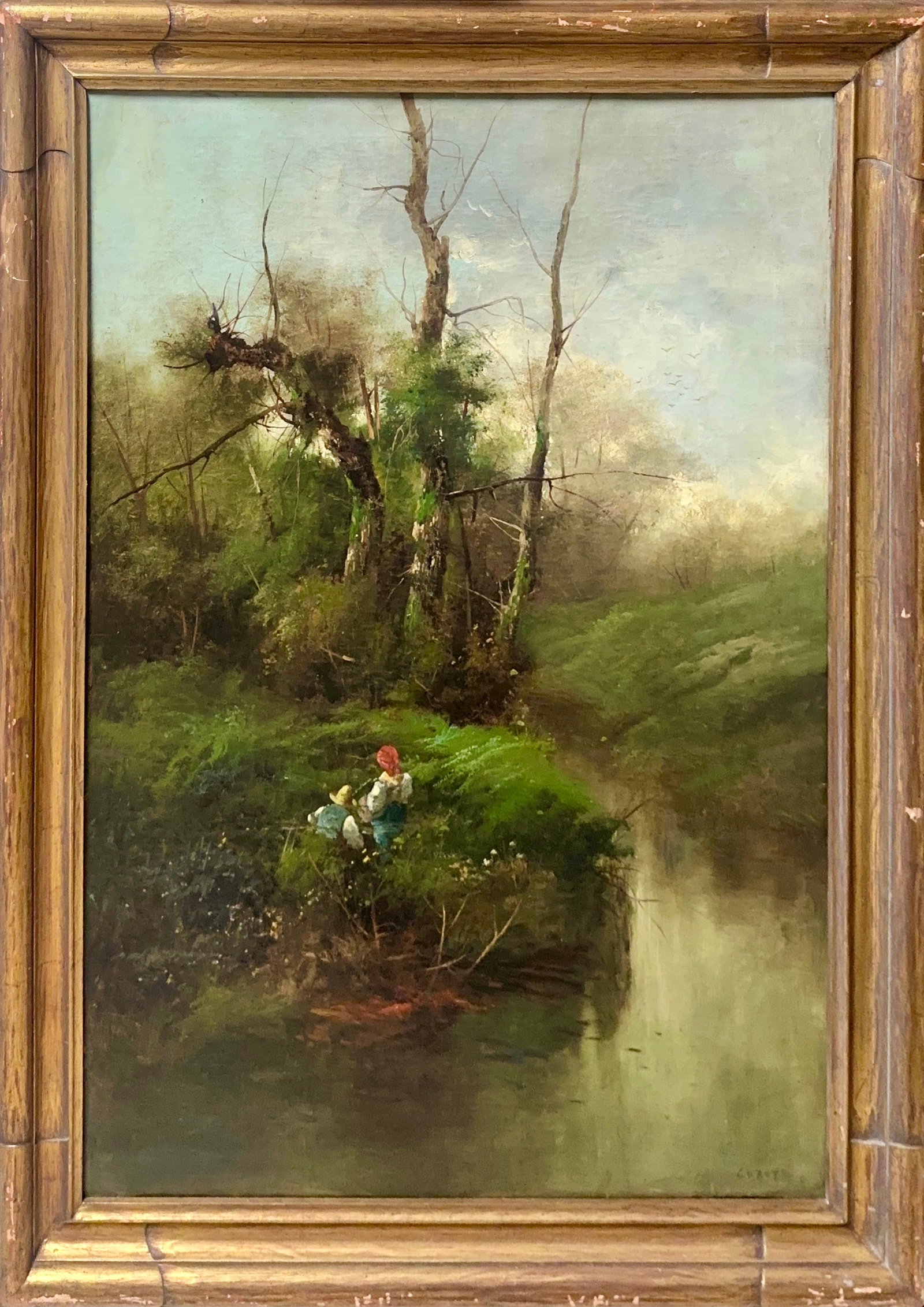 Jean-Baptiste-Camille Corot, Oil on Canvas, French (1796 - 1875): Artist, Year: Jean-Baptiste-Camille Corot (1796-1875). Origin: French. Medium: Oil on Canvas. Dimensions: 30” x 20”; 34.5” x 24.5”. Condition: Good overall. Additional Informat