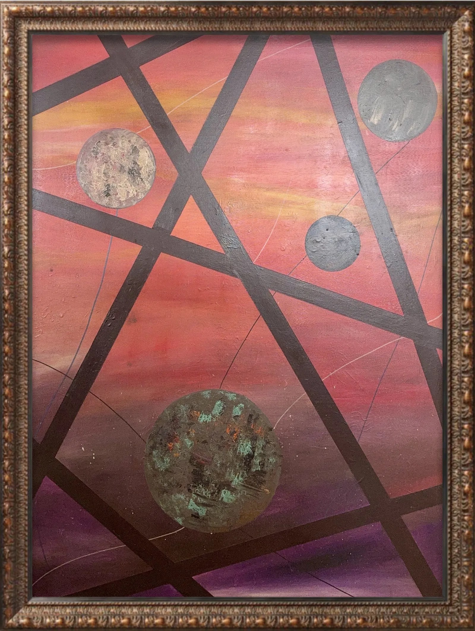 Billy Al Bengston, Oil on Canvas, American (1934-2022): Artist, Year, Title: ? Billy Al Bengston (1394 - 2022). Origin:? American. Medium: Oil on Canvas. Dimensions: 48" x 36". Condition: Good Overall Condition. Additional Information: ? Signed Upper back 
