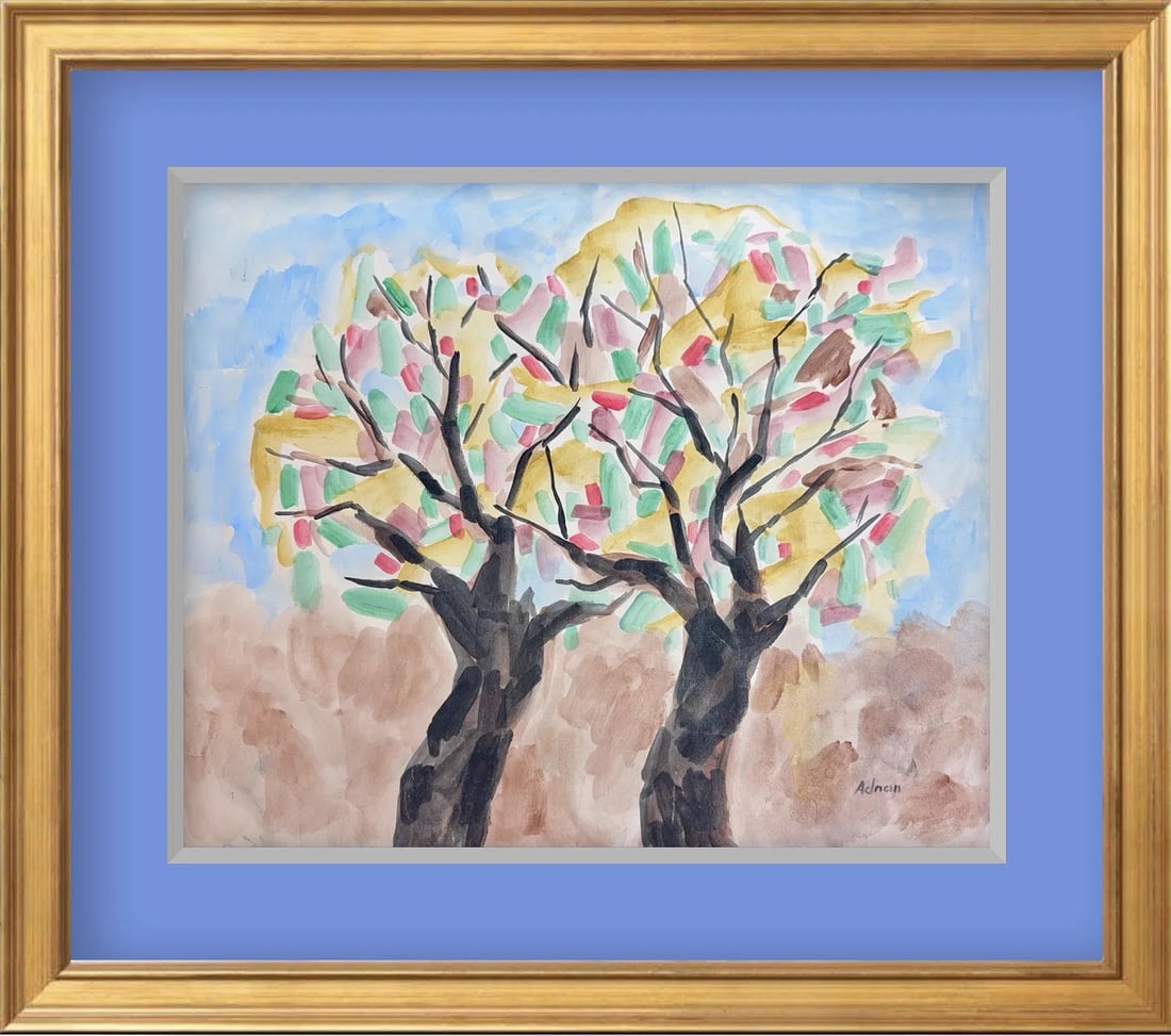 Etel Adnan, Watercolor on Paper, French (1925 - 2021): Artist, Year, Title: Eetel Adnan (1925 - 2021). Origin: French. Medium: Waterccolor on Paper. Dimensions: 15” x 19''. Condition: Good Overall Condition. Additional Information: Signed lower righ