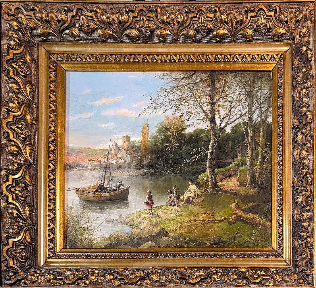 Henri-Joseph Harpignies, Oil on Canvas, French (1819 - 1916): Artist, Year, Title: Henri-Joseph Harpignies (1819 - 1916). Origin: French. Medium: Oil on Canvas. Dimensions: 18 1/4” x 22 1/4”; 26” x 30''. Condition: Good Antique condition. Addit