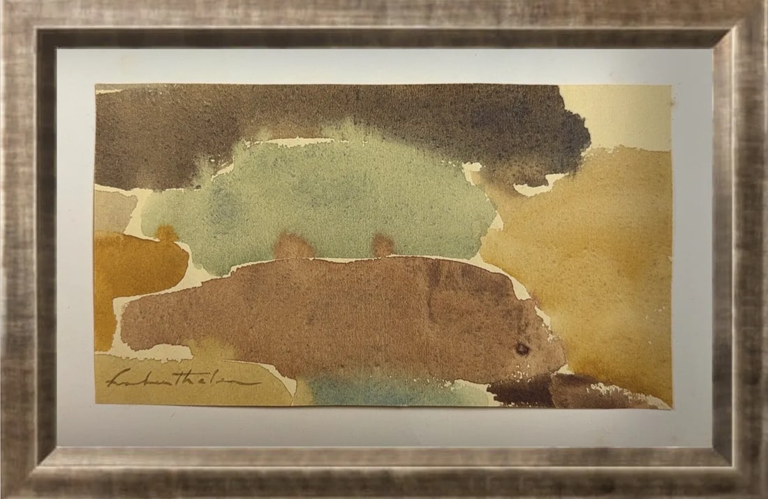 Helen Frankenthaler, Watercolor on Paper, American (1928 - 2011): Artist, Year: Helen Frankenthaler (1928 - 2011). Origin: American. Medium: Watercolor on Paper. Dimensions: 4.5” x 7”. Condition: Good Overall Condition. Additional Information: Signed low