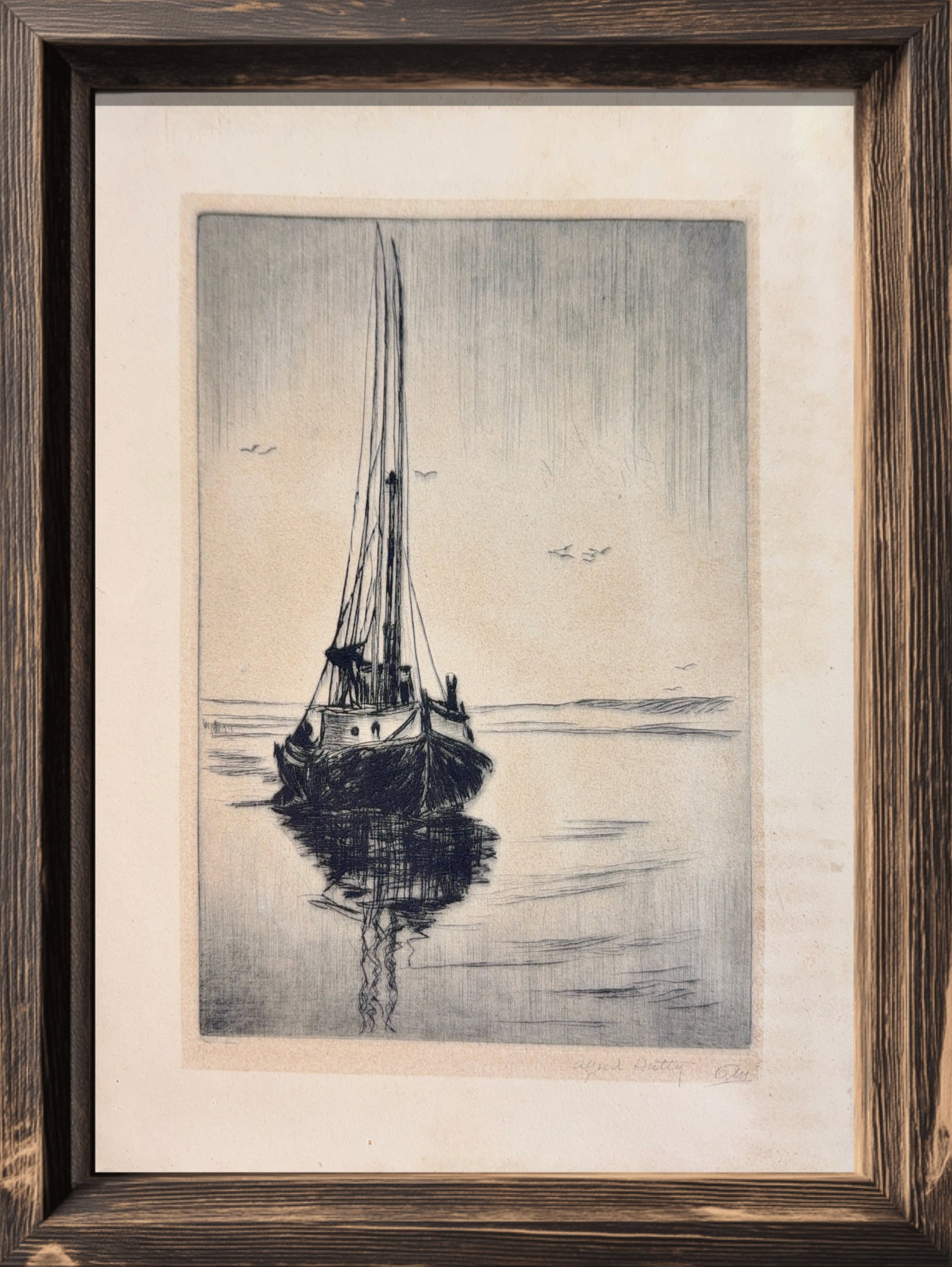 Alfred Hutty, Ink on Paper, American (1877 - 1954) Hand Signed: Artist, Year, Title: Alfred Hutty, (1877-1954), ‘Nearing the Sea’. Origin: American. Medium: Ink on paper. Dimensions: 13” x 10”. Condition: Good overall. Additional Information: Signe