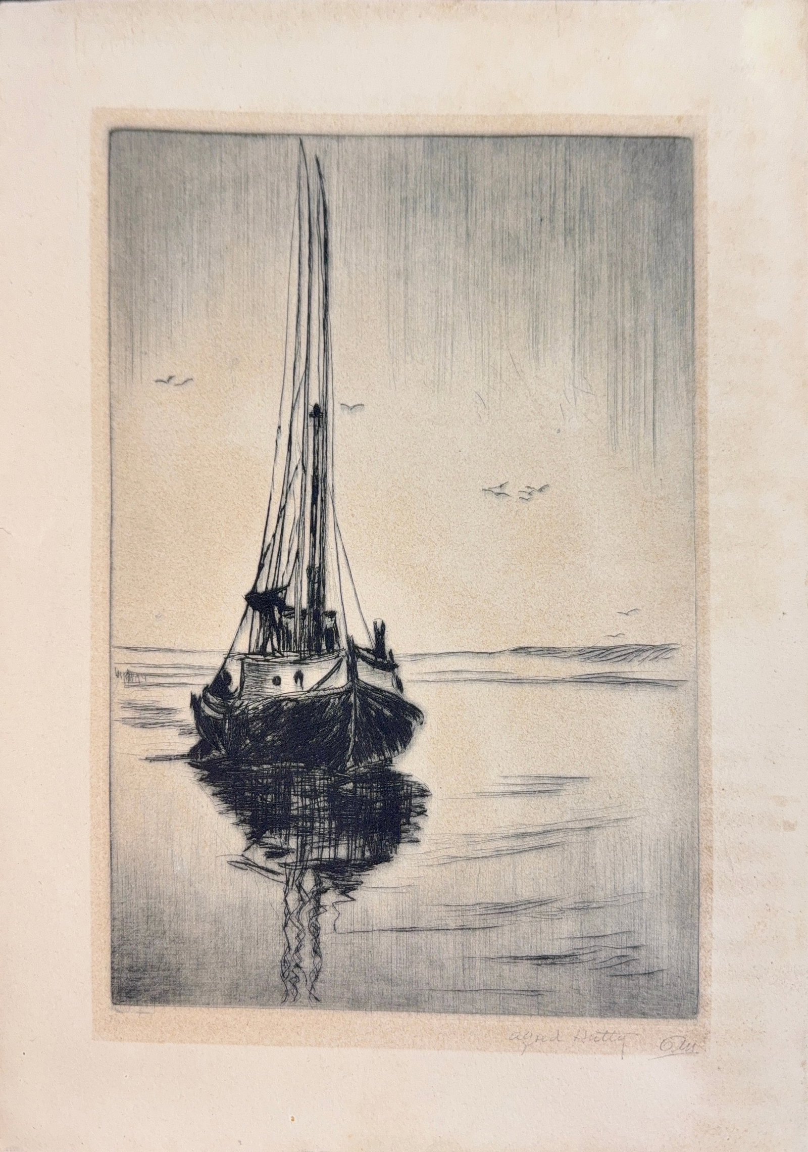 Alfred Hutty, Ink on Paper, American (1877 - 1954): Artist, Year, Title: Alfred Hutty (1877-1954), ‘Nearing the Sea’. Origin: American. Medium: Ink on paper. Dimensions: 13” x 10”. Condition: Good overall. Additional Information: Signed