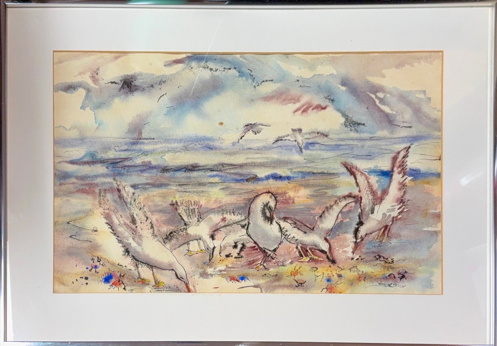 Unsigned Artwork, Watercolor/Mix-Media on Paper: Unsigned Artwork. Medium: Watercolor/Mix-media on Paper. Dimensions: 14” x 21; 20” x 27.5”. Condition: Overall good condition. Additional information: The painting is in overall good