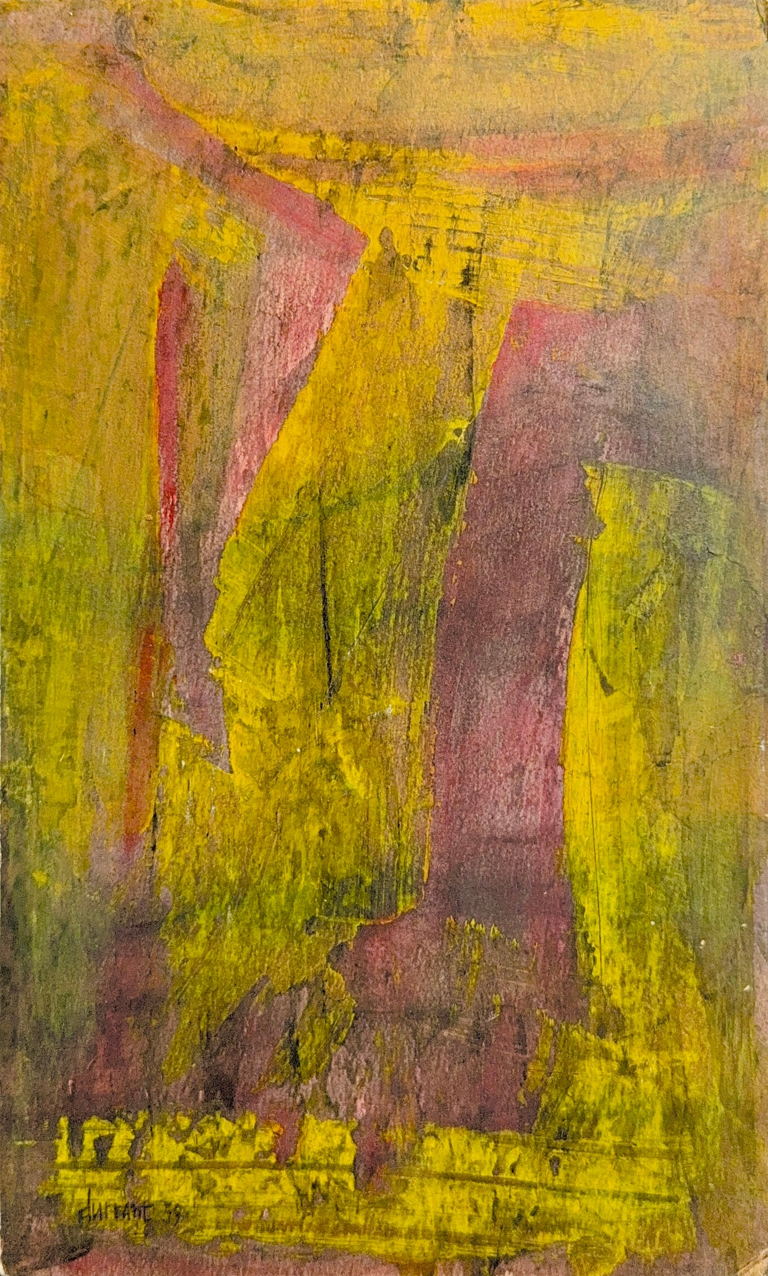 Roy Turner Durrant, Oil on Cardboard, British (1925-1998): Artist, Year: Roy Turner Durrant, (1925-1998). Origin: British. Medium: Oil on cardboard. Dimensions: 12.5 x 7.5. Condition: Good overall. Additional Information: Signed lower left, dated 59. The pain