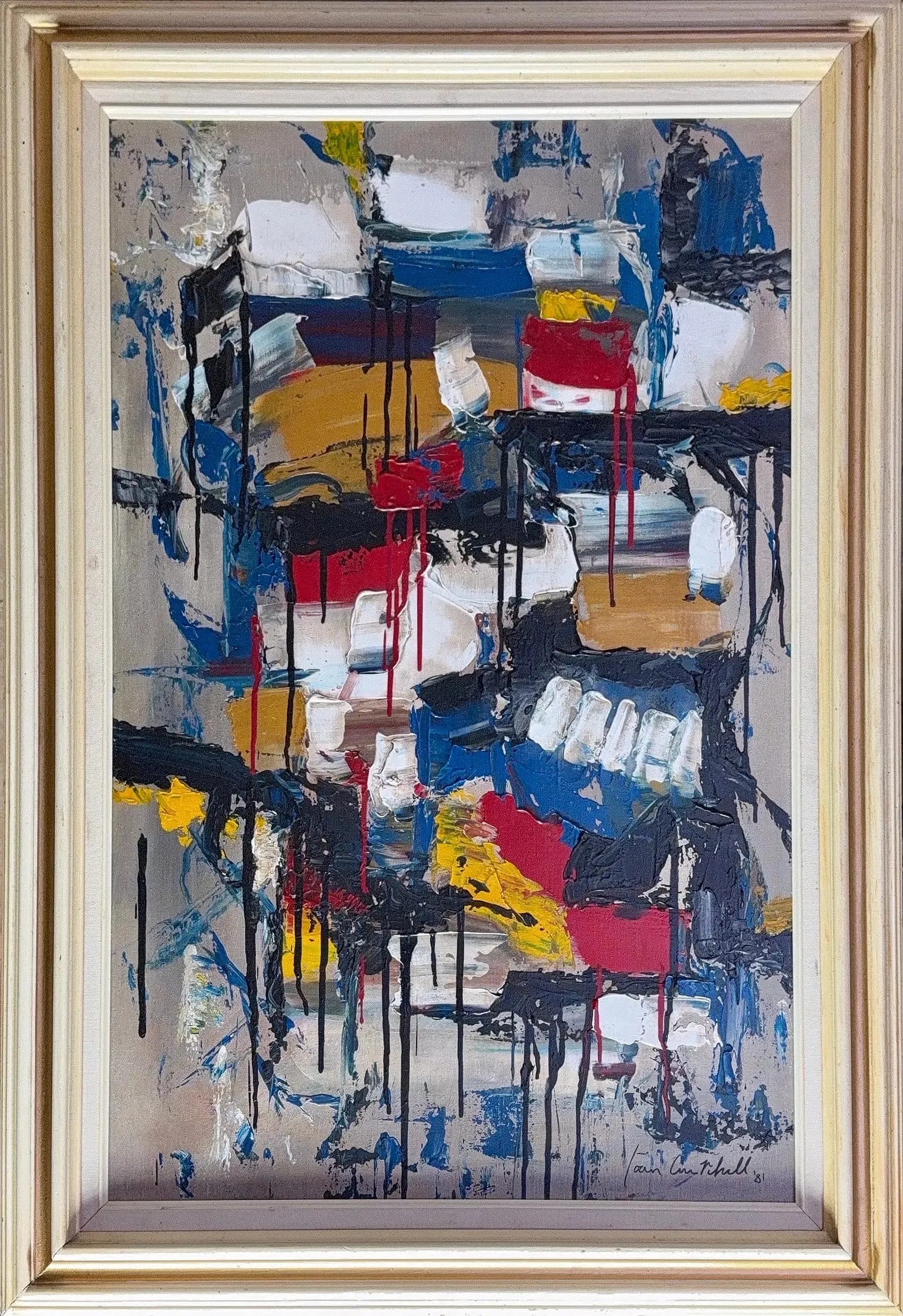 Joan Michell, Oil on Canvas, American (1925-1992): Artist, Year: Joan Michell (1925 - 1992). Origin: American. Dimensions: 35.5" x 23.5"; 43" x 31". Condition: Good overall. Additional Information: Signed lower right corner, dated 81. The painting is 